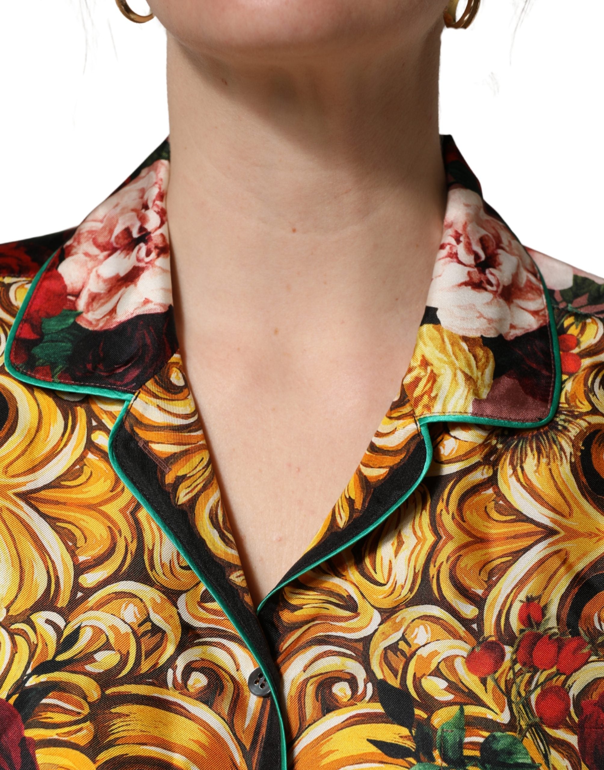 Dolce & Gabbana Multicolor Floral Long Sleeves Button Down Shirt Top Dolce & Gabbana
