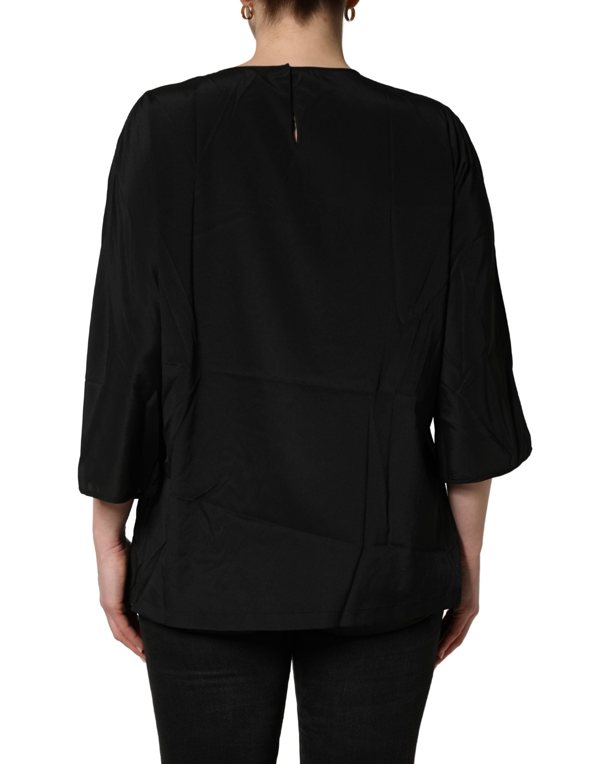 Dolce & Gabbana Black #dgfamily Silk Blouse Top Dolce & Gabbana