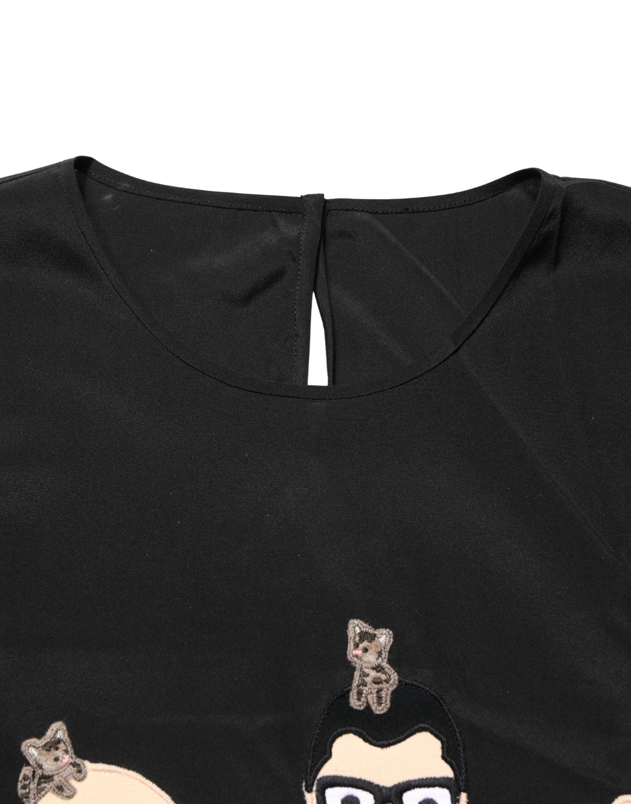 Dolce & Gabbana Black #dgfamily Silk Blouse Top Dolce & Gabbana