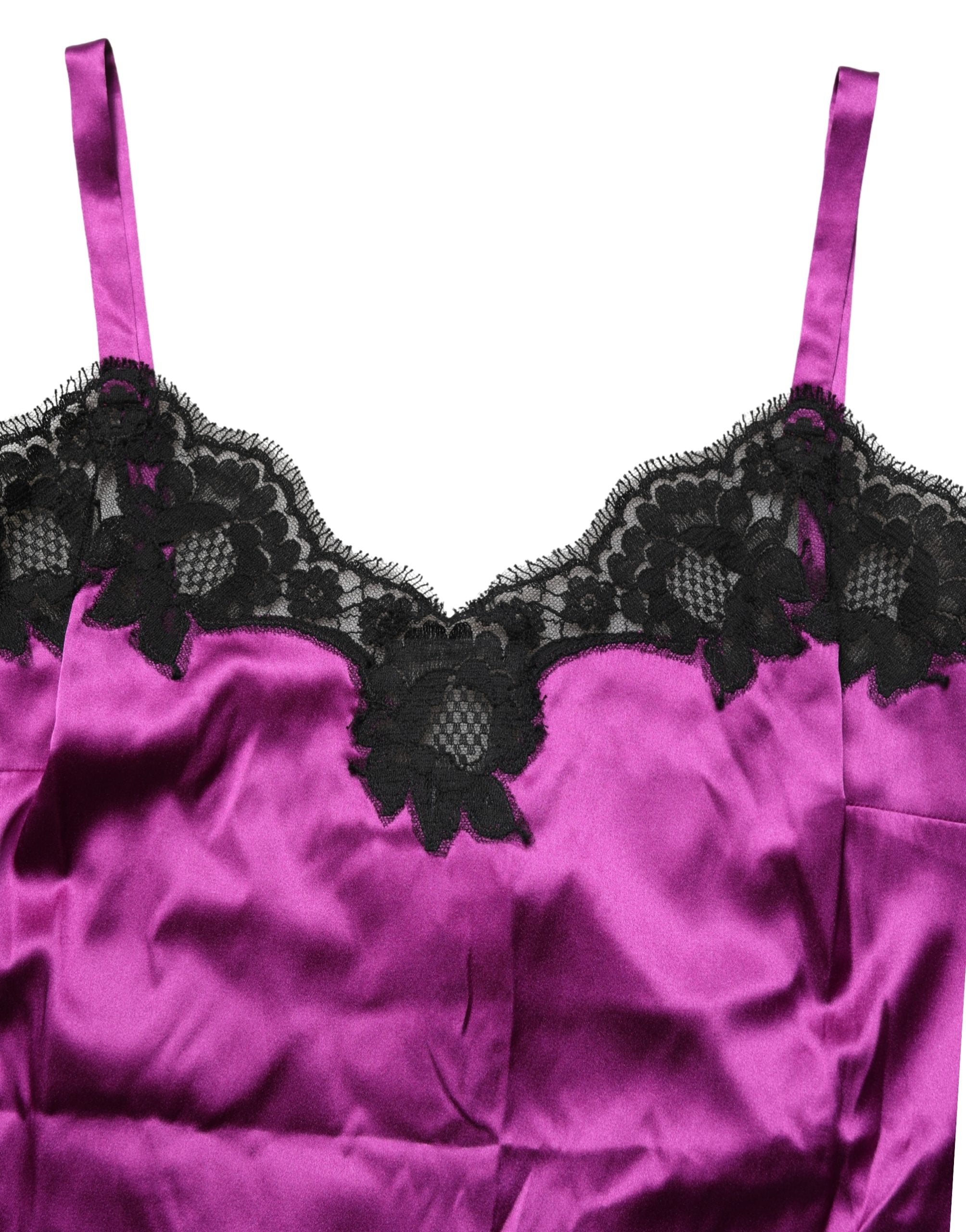 Dolce & Gabbana Purple Silk Lace Trim Camisole Sleeveless Tank Top Dolce & Gabbana
