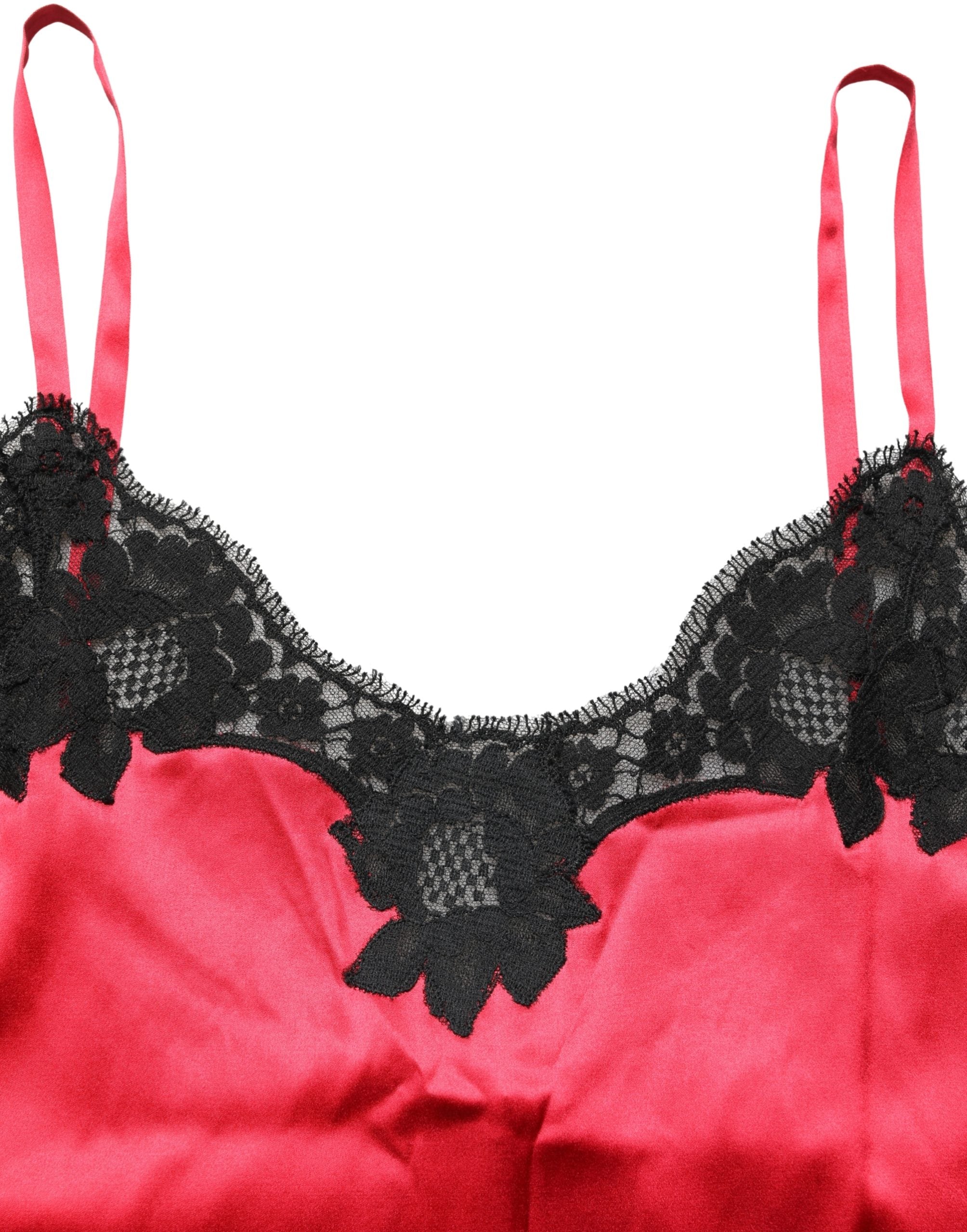 Dolce & Gabbana Red Silk Lace Trim Camisole Sleeveless Tank Top Dolce & Gabbana