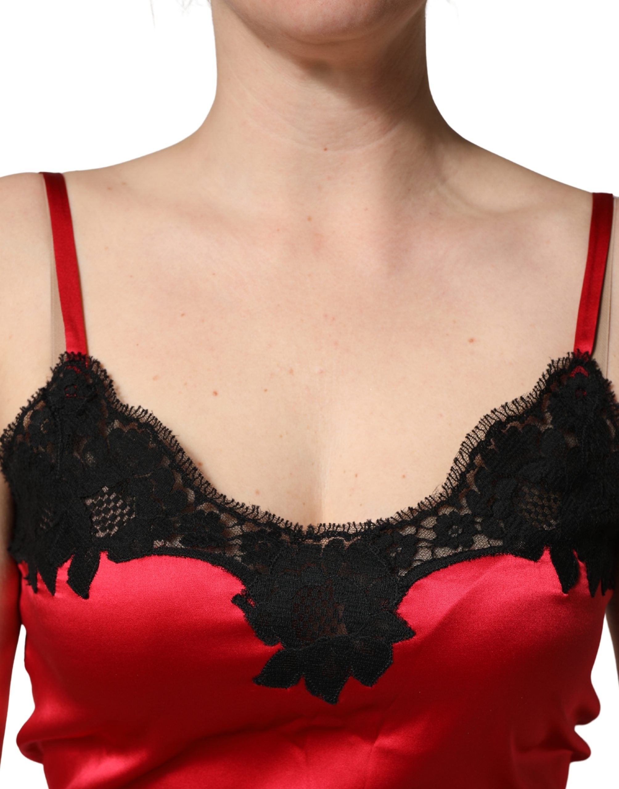 Dolce & Gabbana Red Silk Lace Trim Camisole Sleeveless Tank Top Dolce & Gabbana