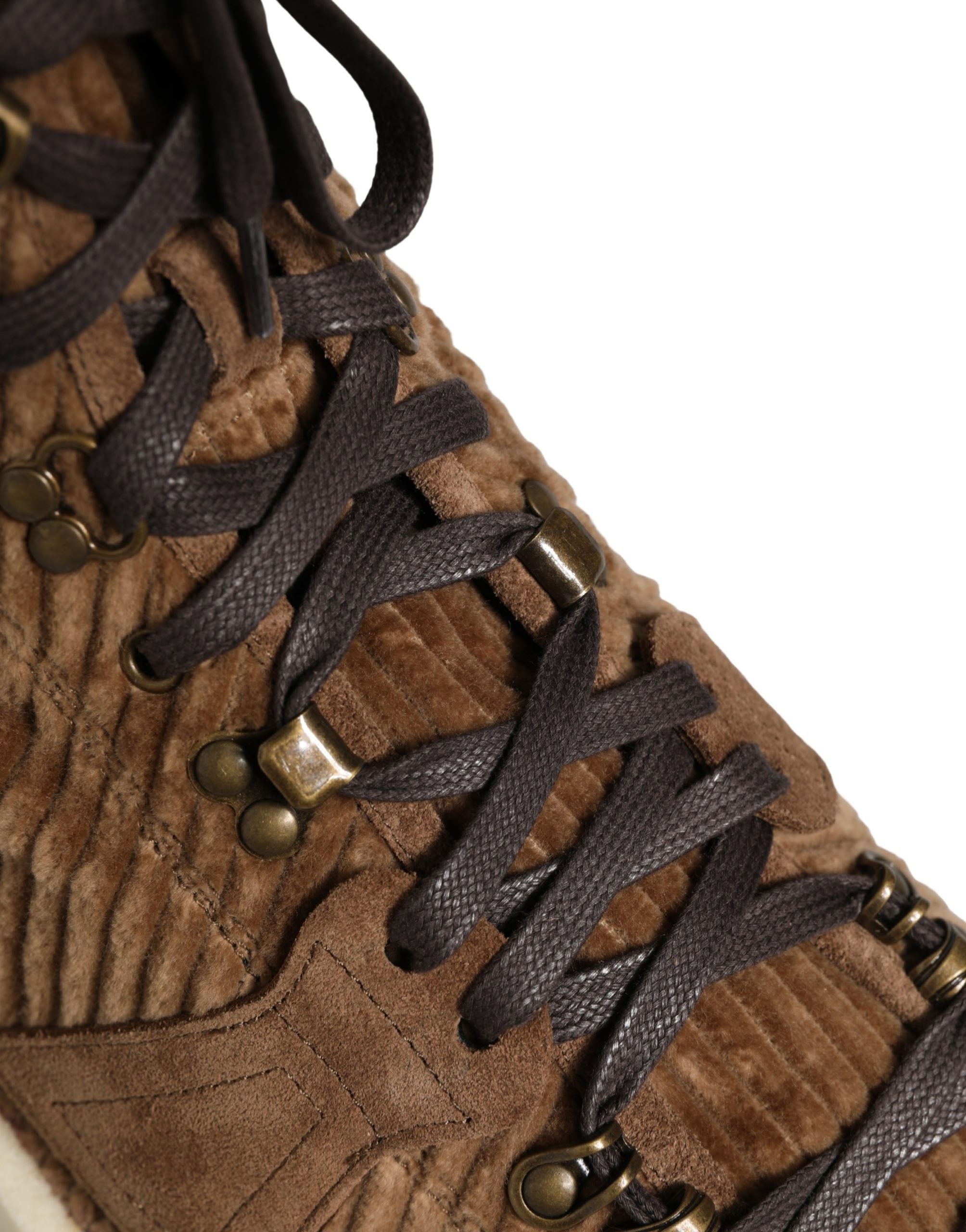 Dolce & Gabbana Brown Corduroy High Top Oxford Boots Dolce & Gabbana