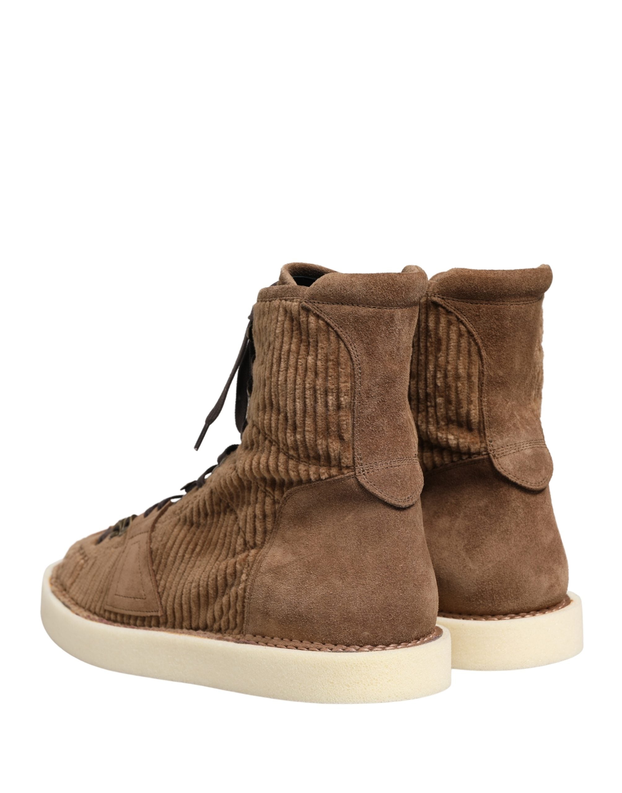 Dolce & Gabbana Brown Corduroy High Top Oxford Boots Dolce & Gabbana