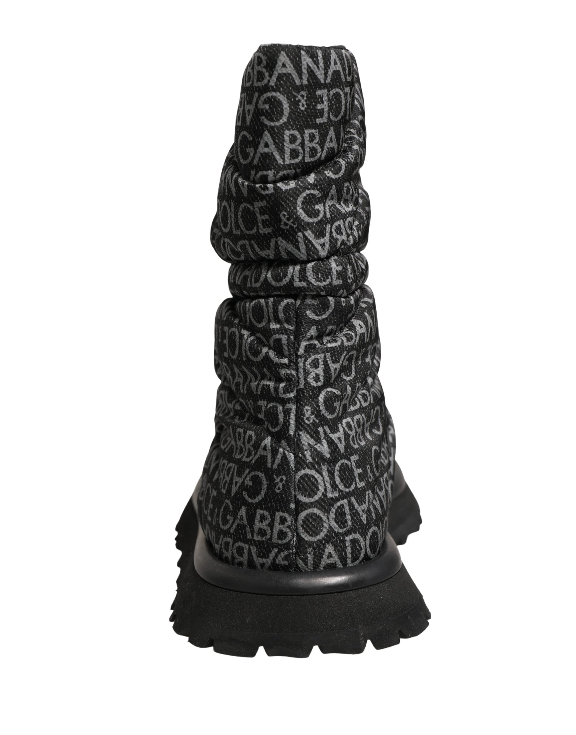 Dolce & Gabbana Black Logo Print Lace Up Snow Boots Shoes Dolce & Gabbana