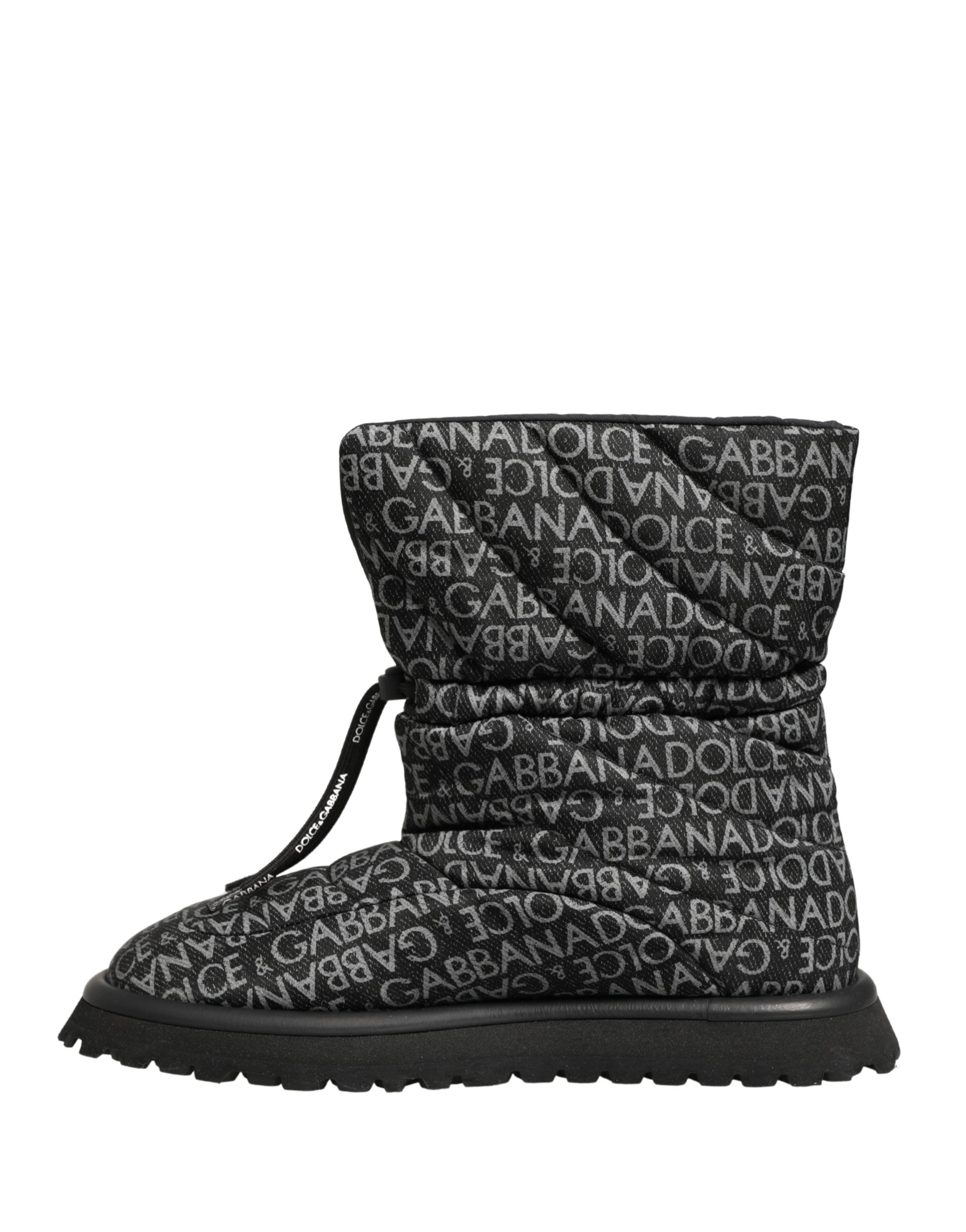 Dolce & Gabbana Black Logo Print Lace Up Snow Boots Shoes Dolce & Gabbana