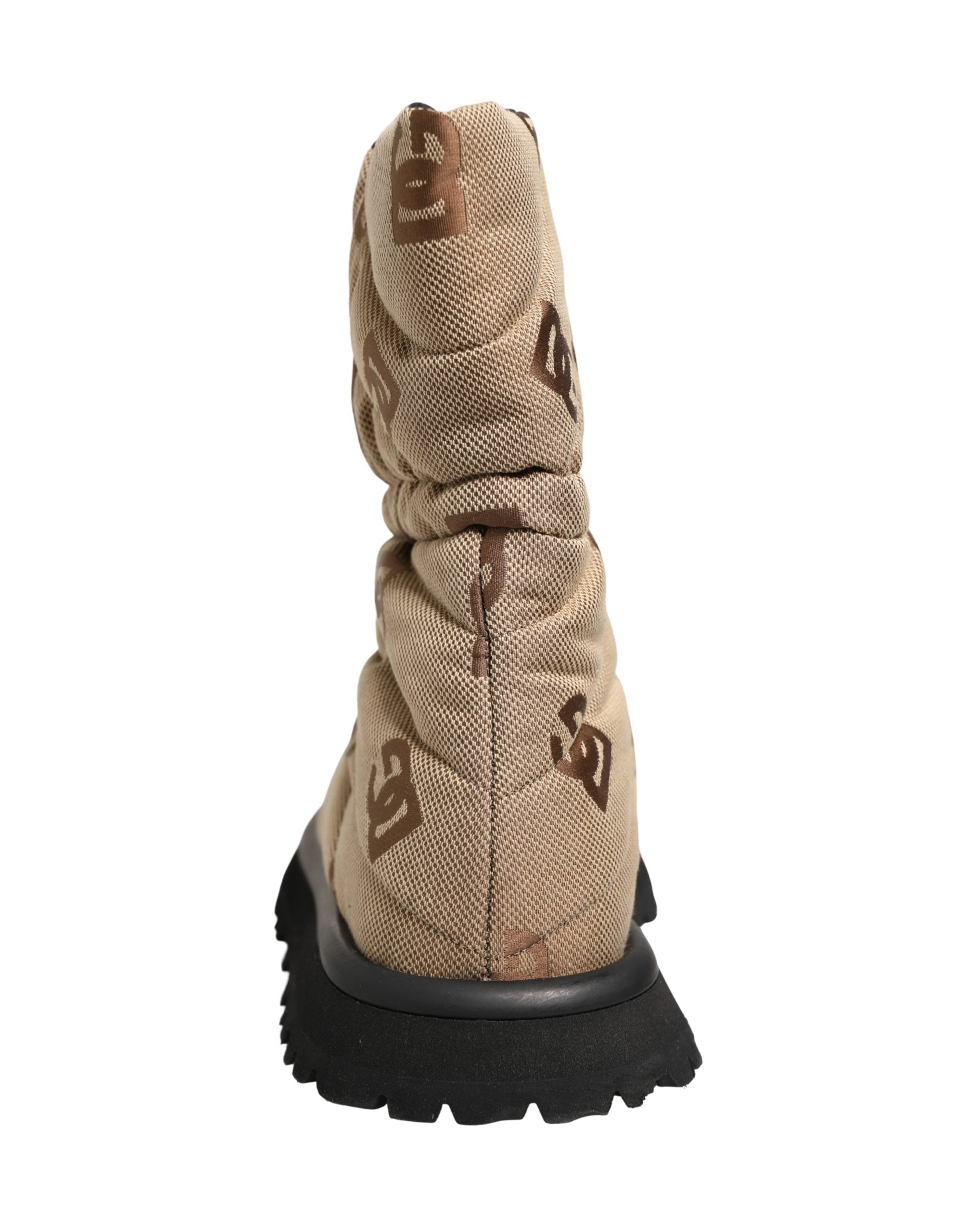 Dolce & Gabbana Brown Logo Print Lace Up Snow Boots Shoes Dolce & Gabbana