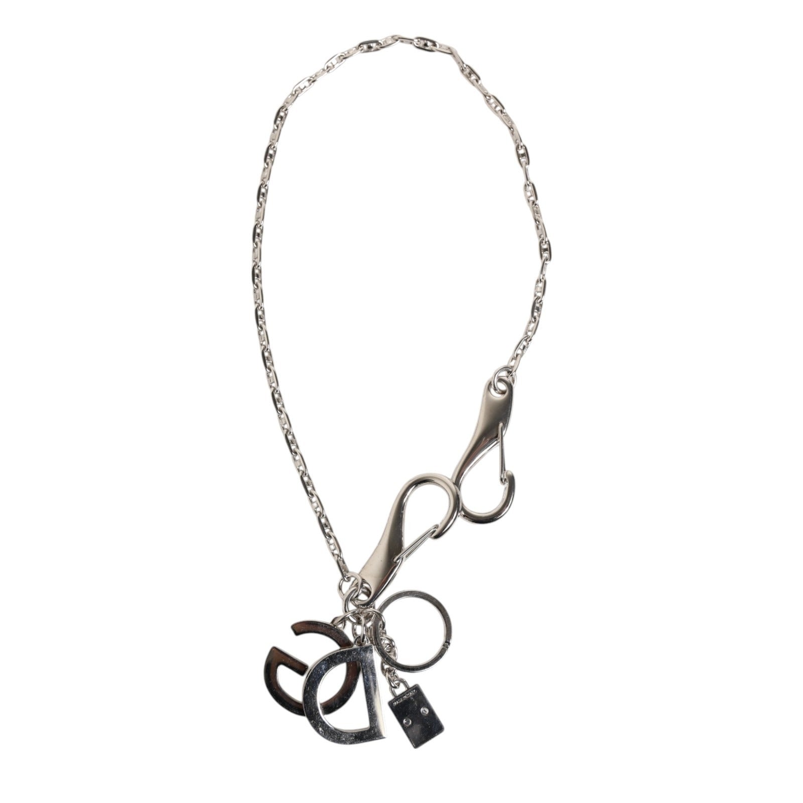 Dolce & Gabbana Silver Tone DG Logo Keychain Key Holder Bag Charm Keyring Dolce & Gabbana