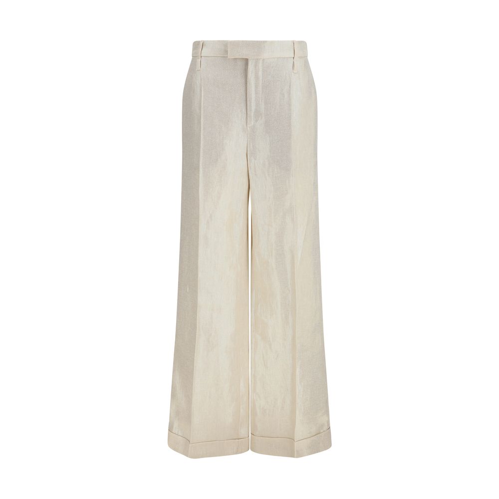 Brunello Cucinelli Beige Silk Casual Pants Brunello Cucinelli