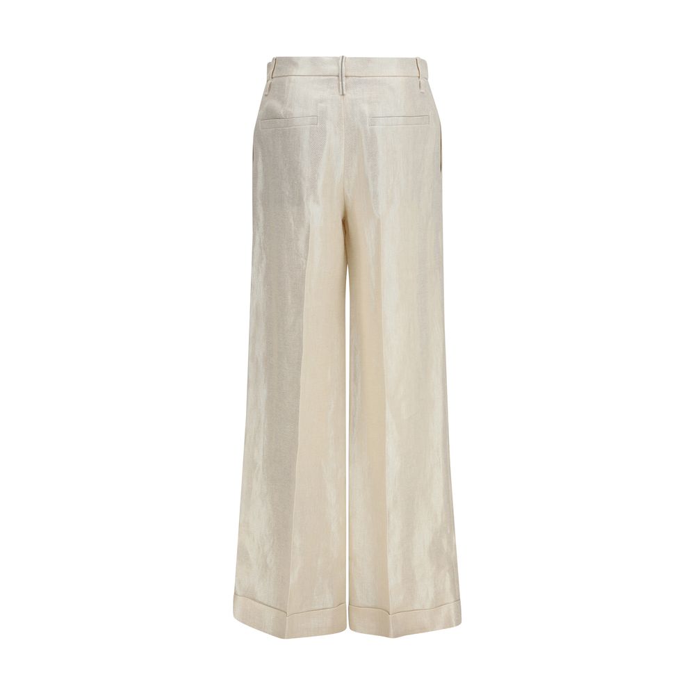 Brunello Cucinelli Beige Silk Casual Pants Brunello Cucinelli