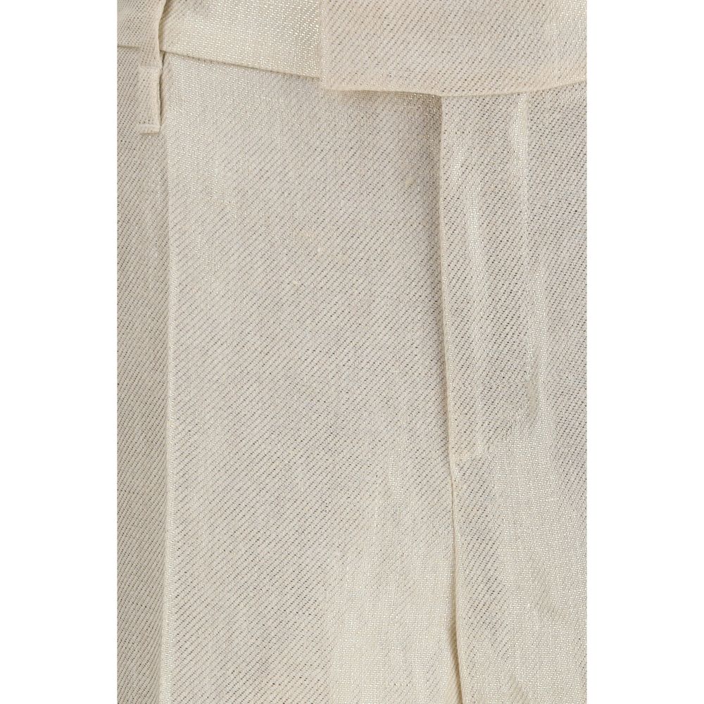 Brunello Cucinelli Beige Silk Casual Pants Brunello Cucinelli