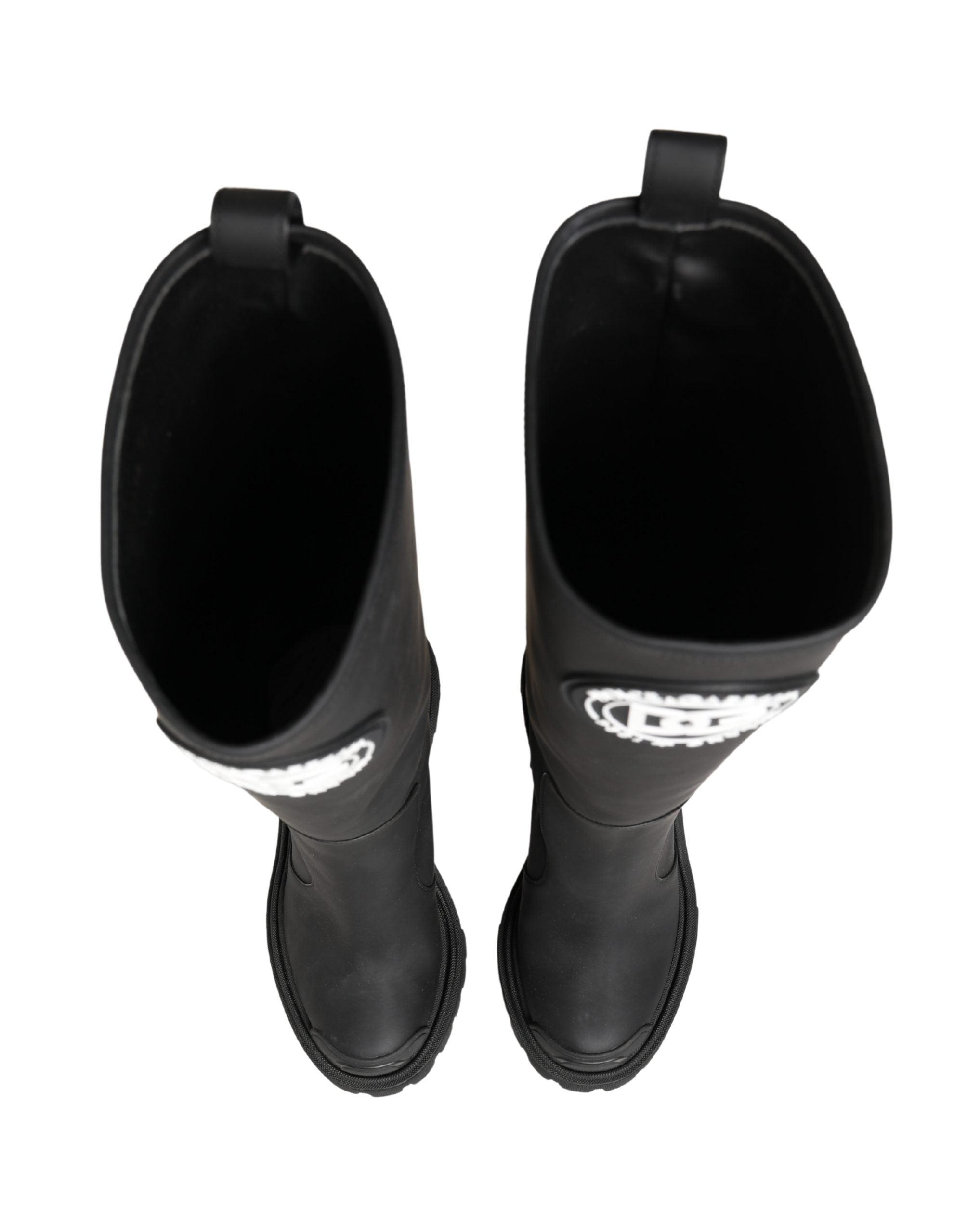 Dolce & Gabbana Black Rubberised Leather High Boots Shoes Dolce & Gabbana