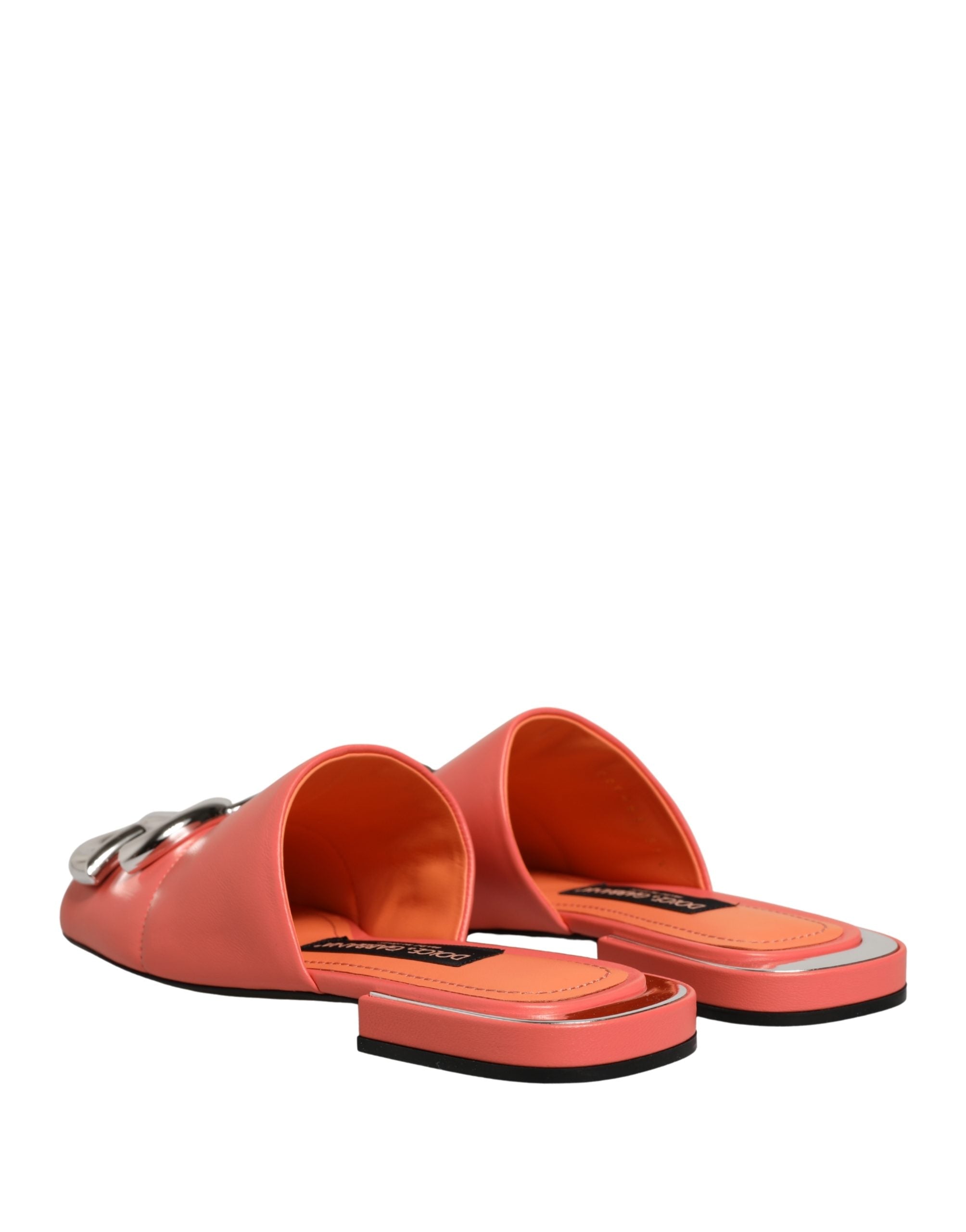 Dolce & Gabbana Orange DG Logo Leather Flats Sandals Shoes Dolce & Gabbana