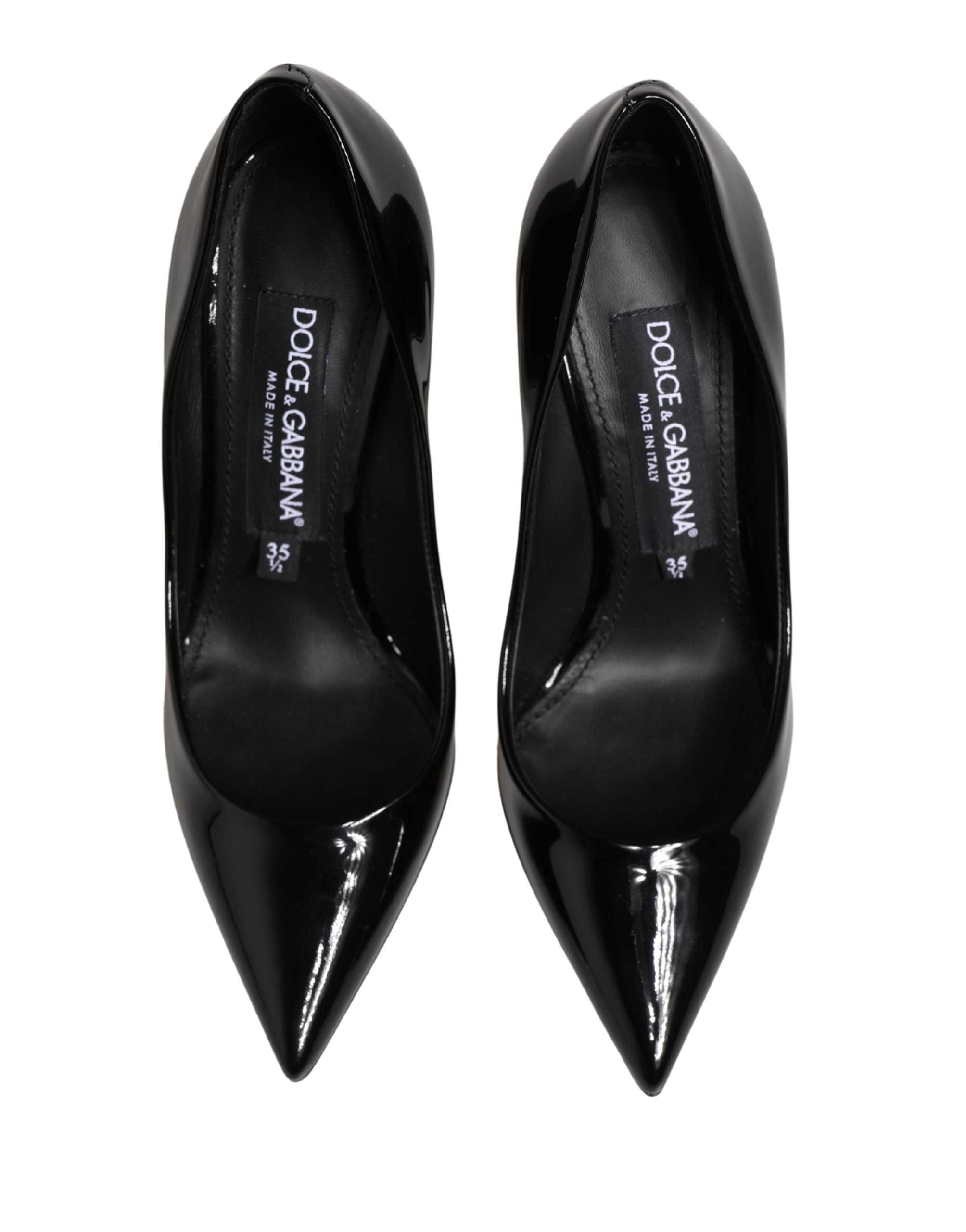 Dolce & Gabbana Black Calf Leather Stiletto Heels Pumps Shoes Dolce & Gabbana