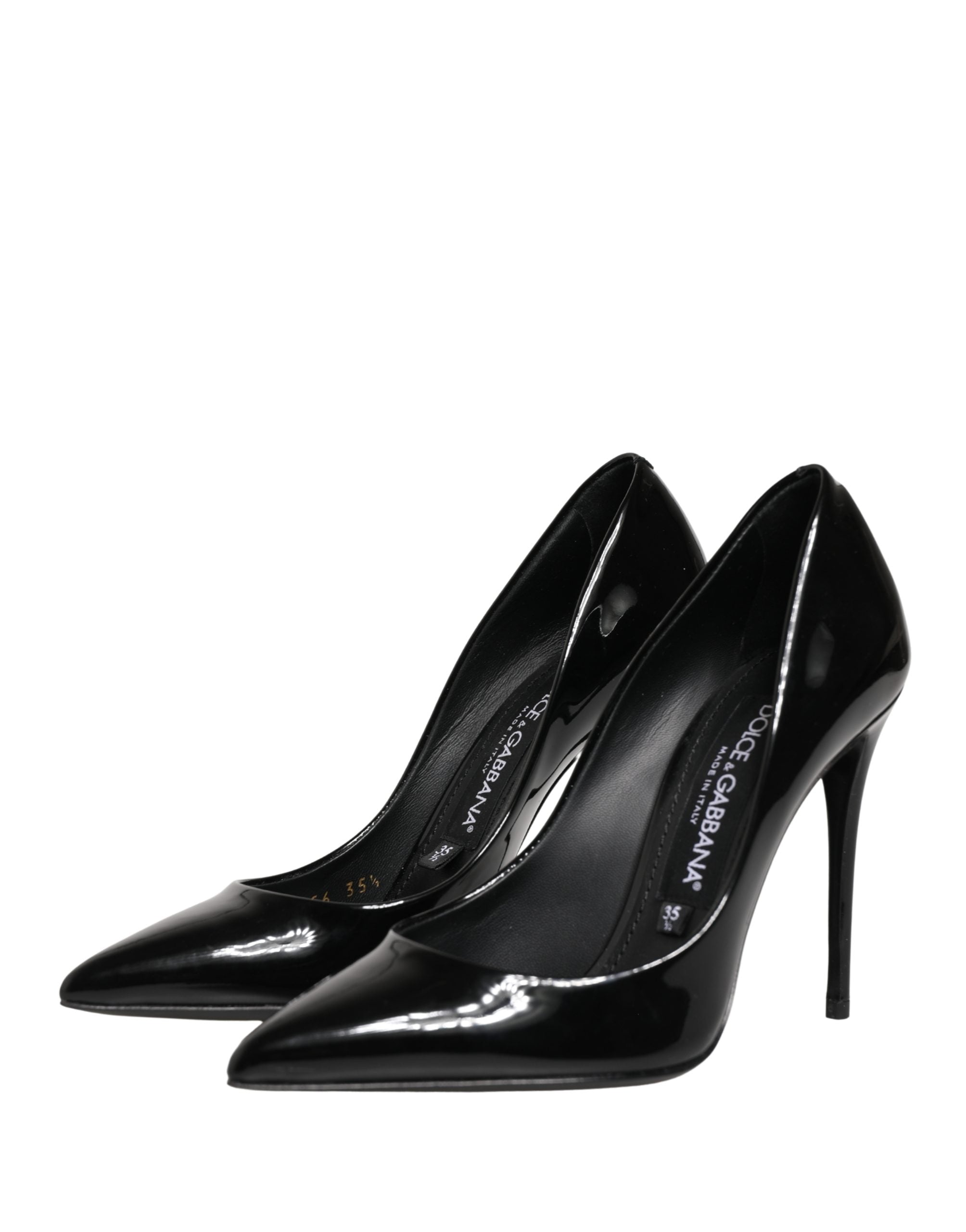 Dolce & Gabbana Black Calf Leather Stiletto Heels Pumps Shoes Dolce & Gabbana