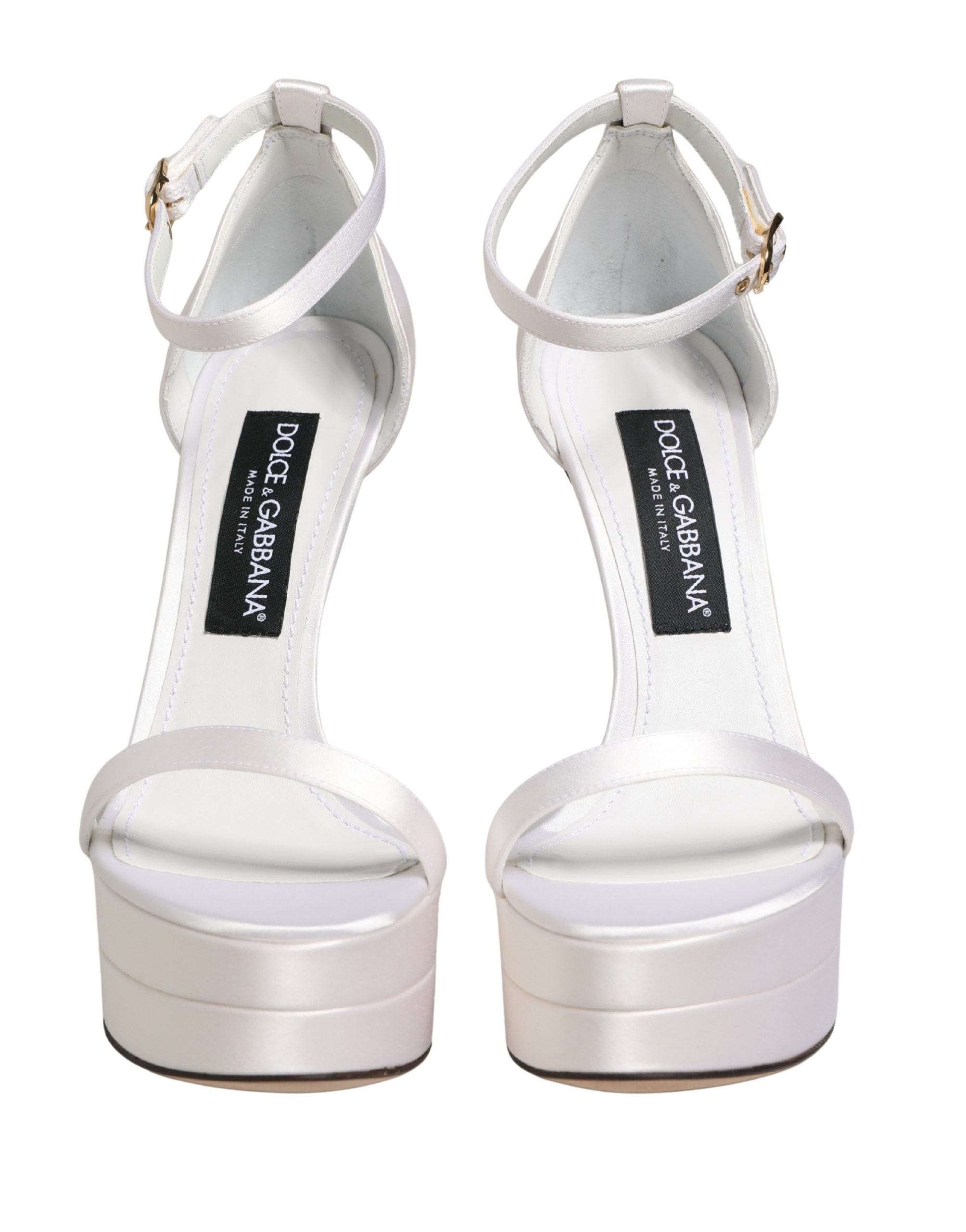Dolce & Gabbana White Platform Ankle Strap Sandals Shoes Dolce & Gabbana