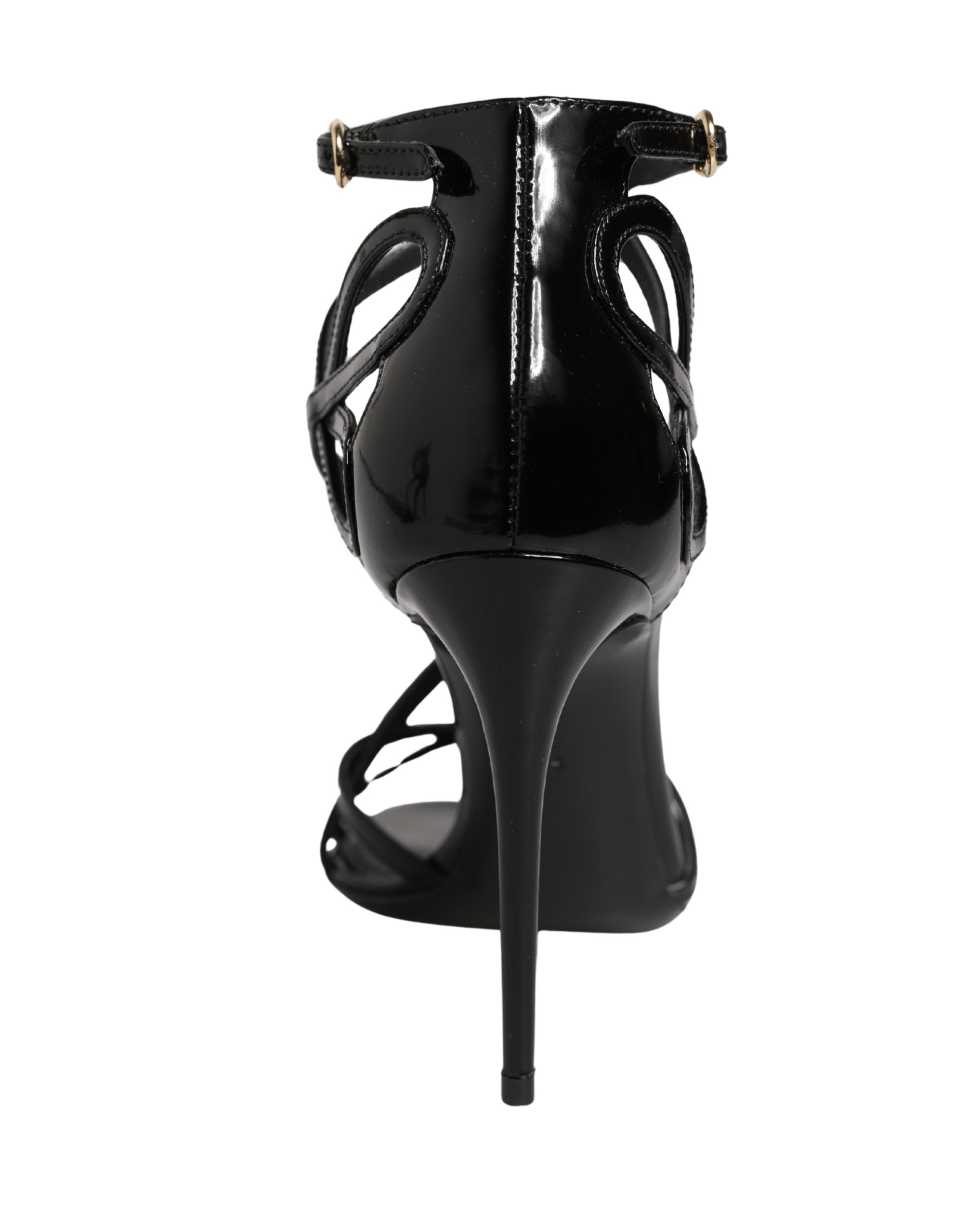 Dolce & Gabbana Black Leather Stiletto Heel Sandals Shoes Dolce & Gabbana