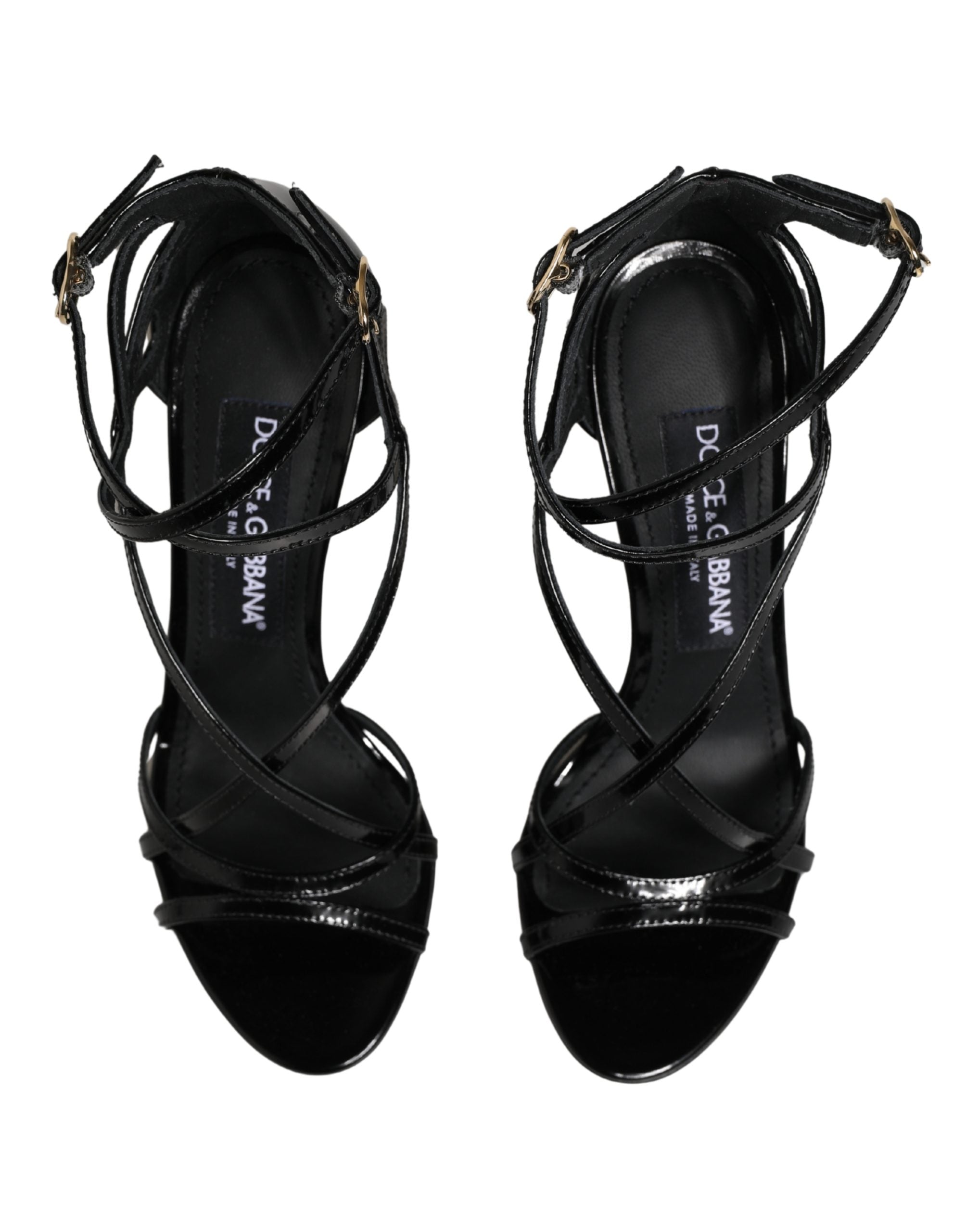 Dolce & Gabbana Black Leather Stiletto Heel Sandals Shoes Dolce & Gabbana