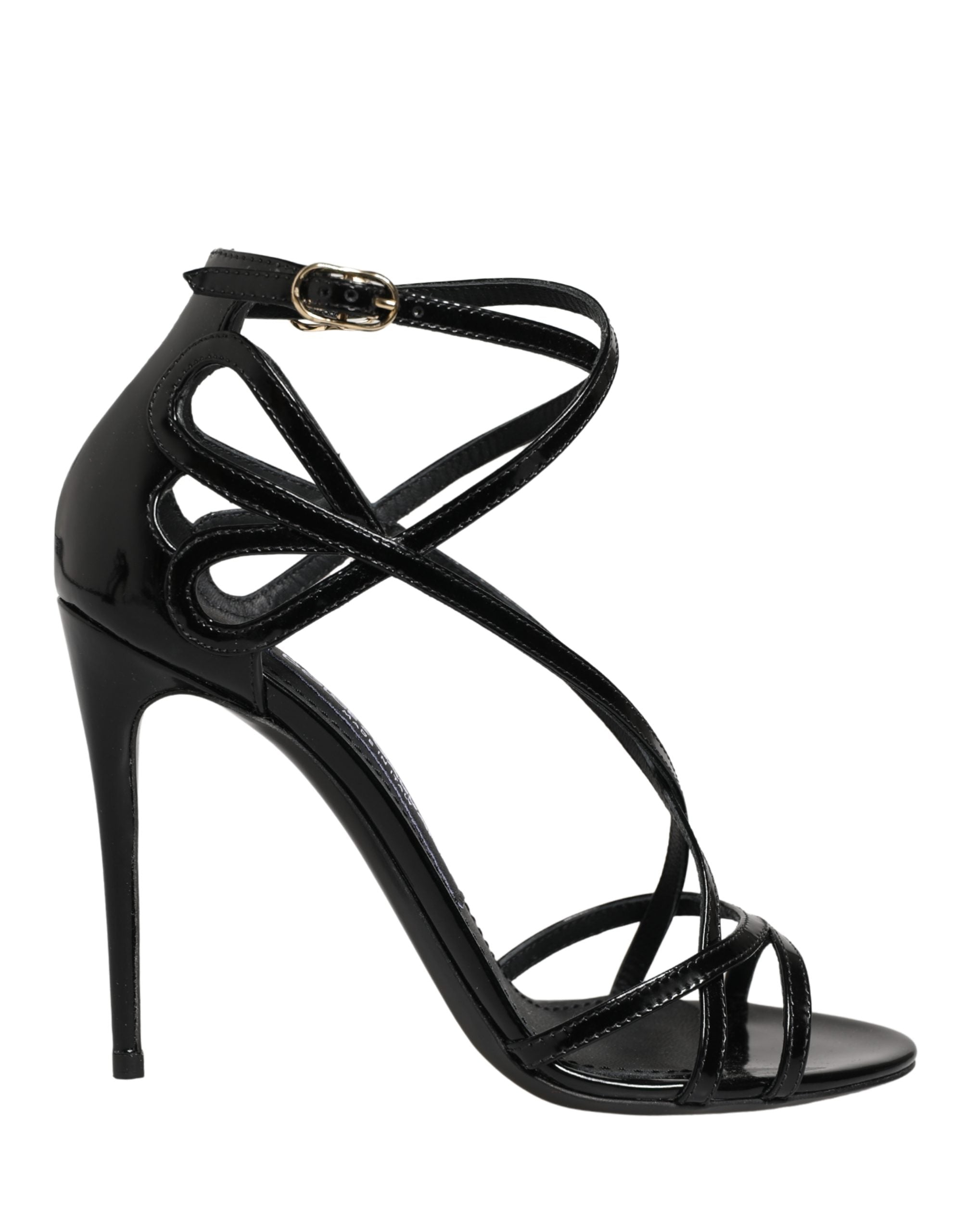 Dolce & Gabbana Black Leather Stiletto Heel Sandals Shoes Dolce & Gabbana