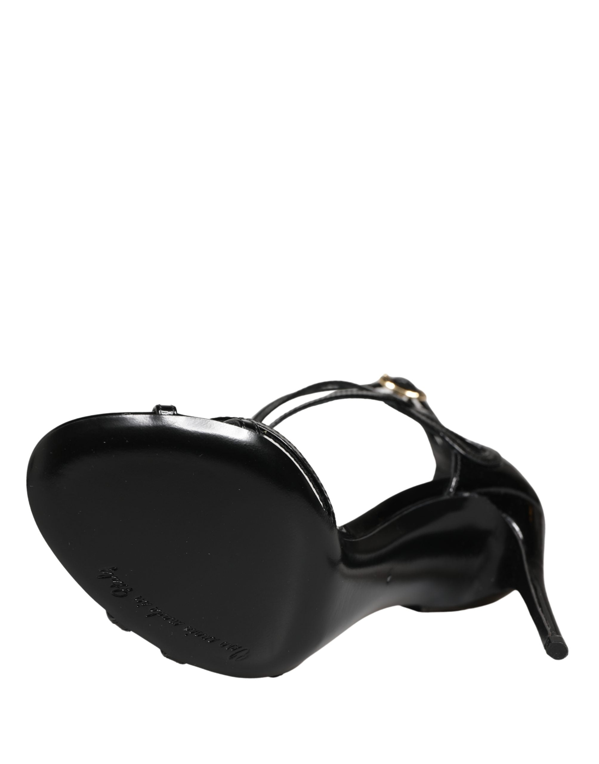 Dolce & Gabbana Black Leather Stiletto Heel Sandals Shoes Dolce & Gabbana