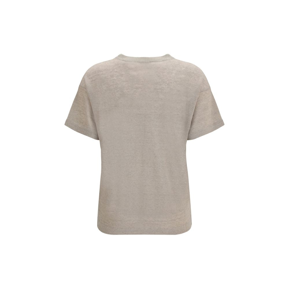 Brunello Cucinelli Beige Linen T-Shirt Brunello Cucinelli