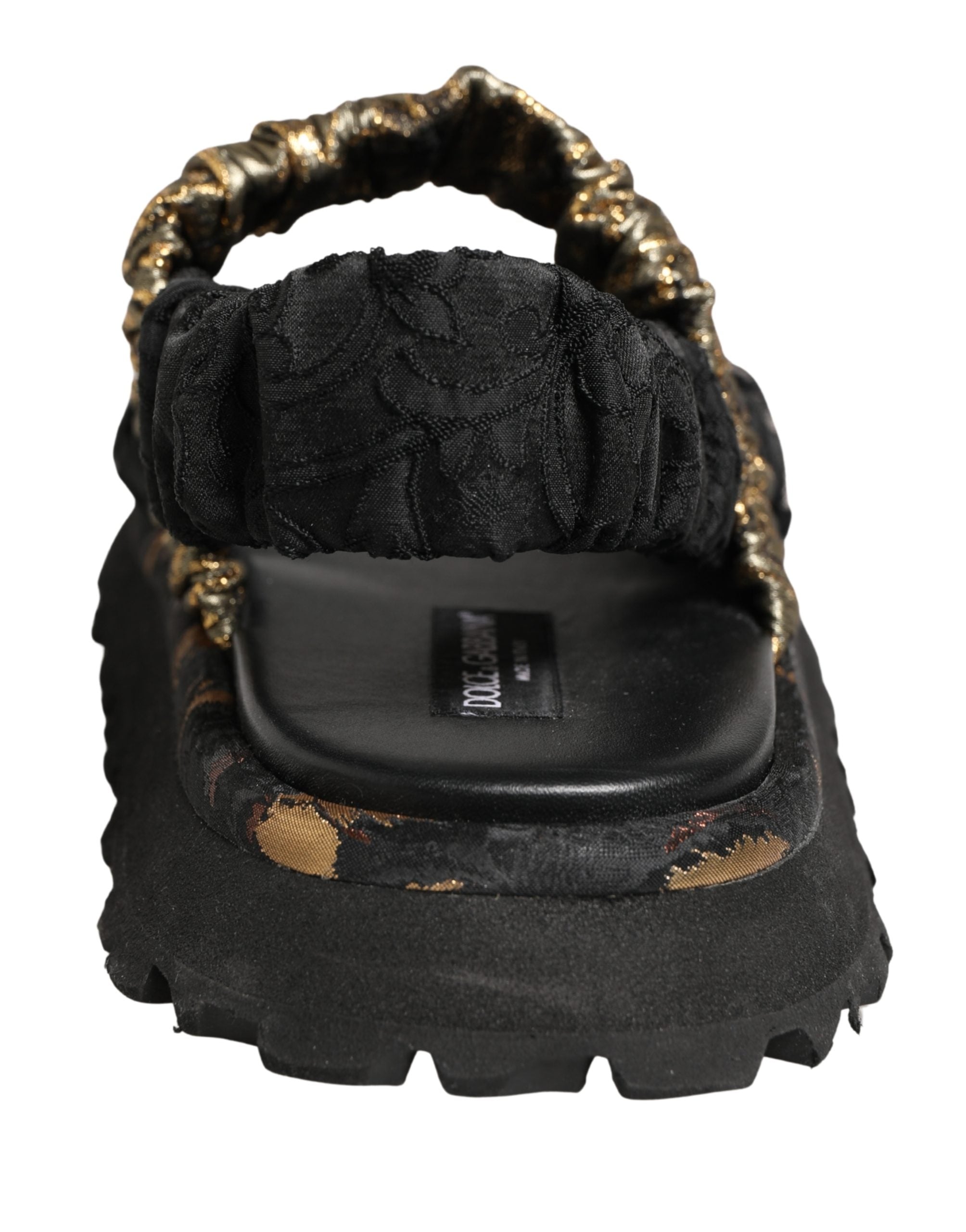 Dolce & Gabbana Black Ruching Detail Flats Men Sandals Shoes Dolce & Gabbana