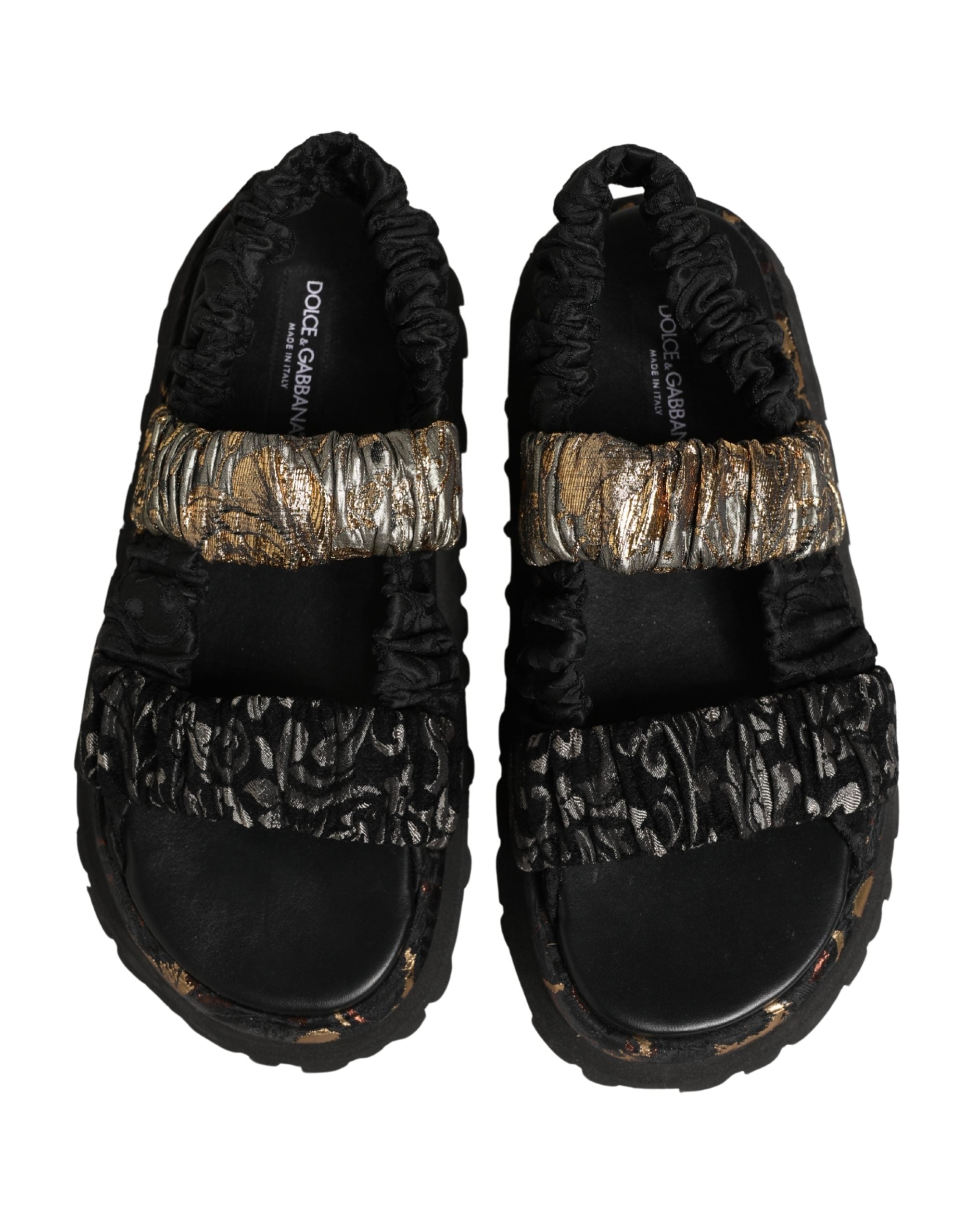 Dolce & Gabbana Black Ruching Detail Flats Men Sandals Shoes Dolce & Gabbana