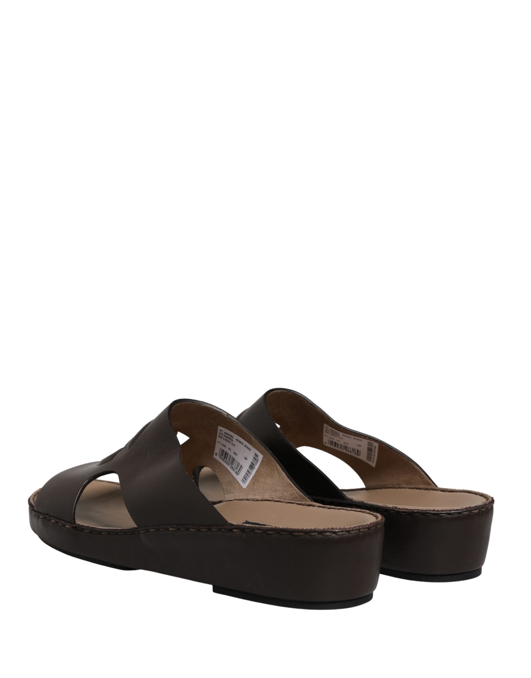 Dolce & Gabbana Brown Leather Cutout DG Logo Sandals Shoes Dolce & Gabbana