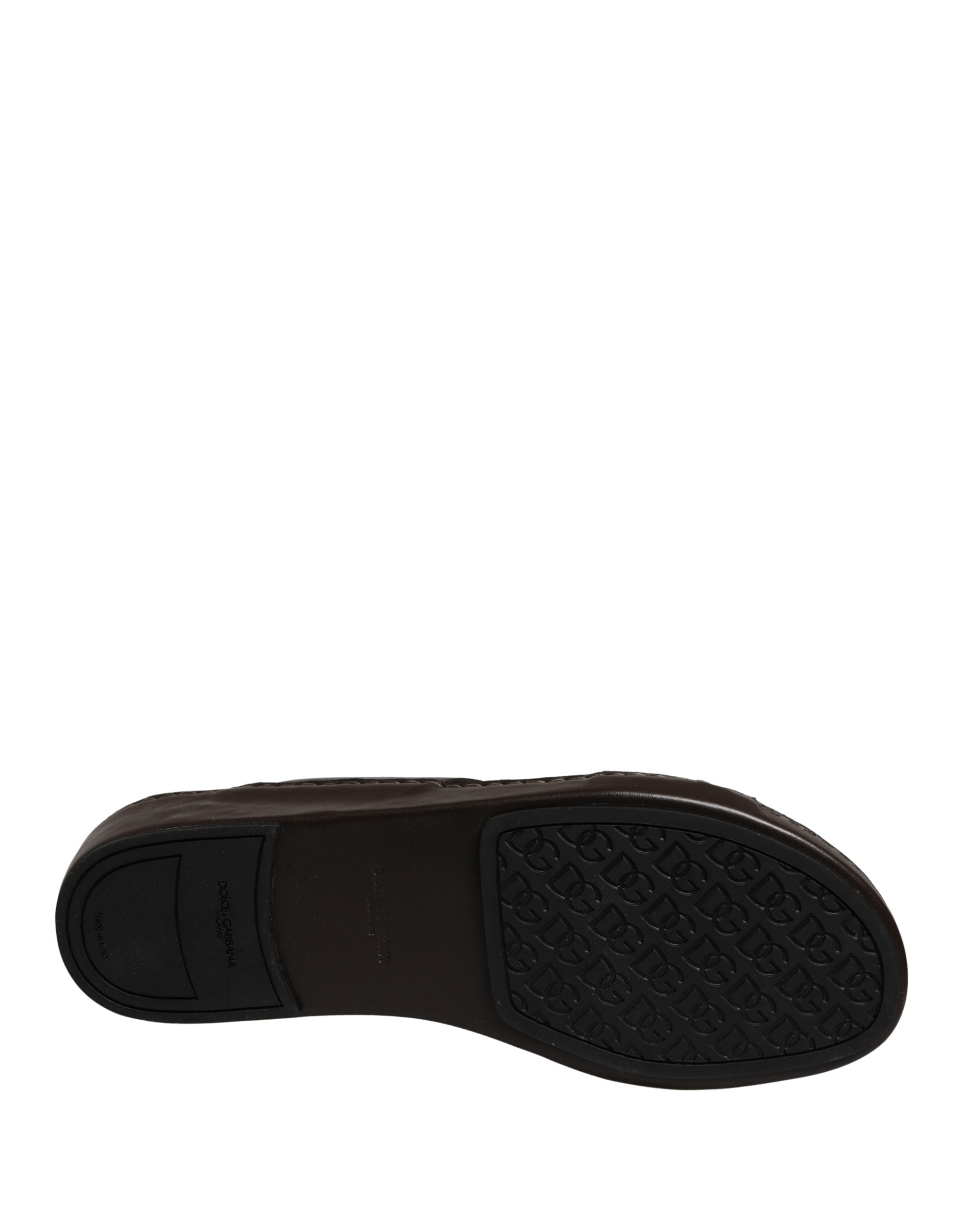 Dolce & Gabbana Brown Leather Cutout DG Logo Sandals Shoes Dolce & Gabbana