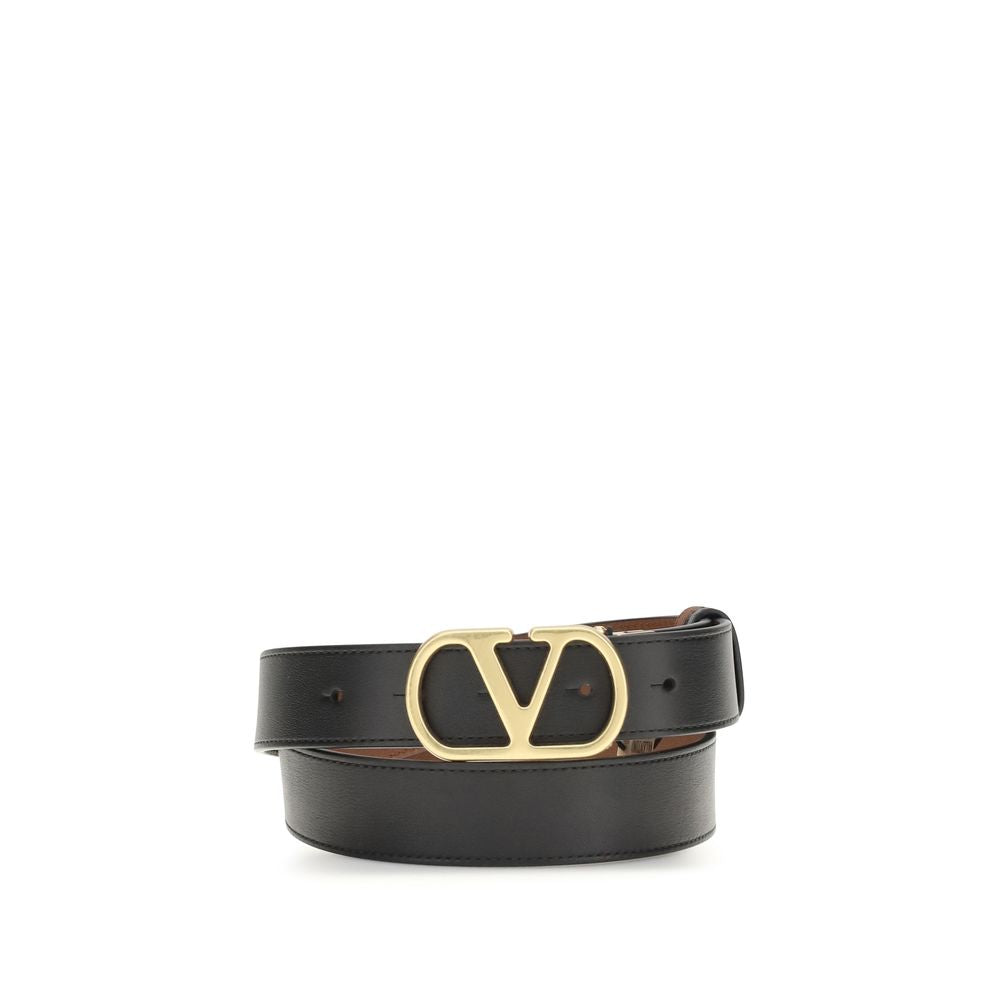 Valentino Garavani Black Calf Leather Bos Taurus Regular Belt Valentino Garavani