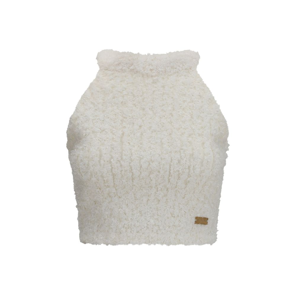 Balmain White Viscose Sleeveles T-Shirt Balmain