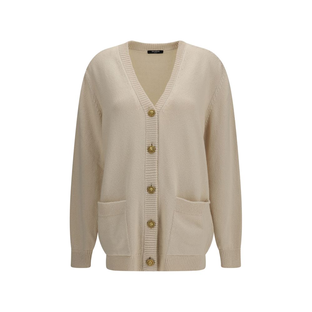 Balmain Beige Cotton Cardigan Balmain