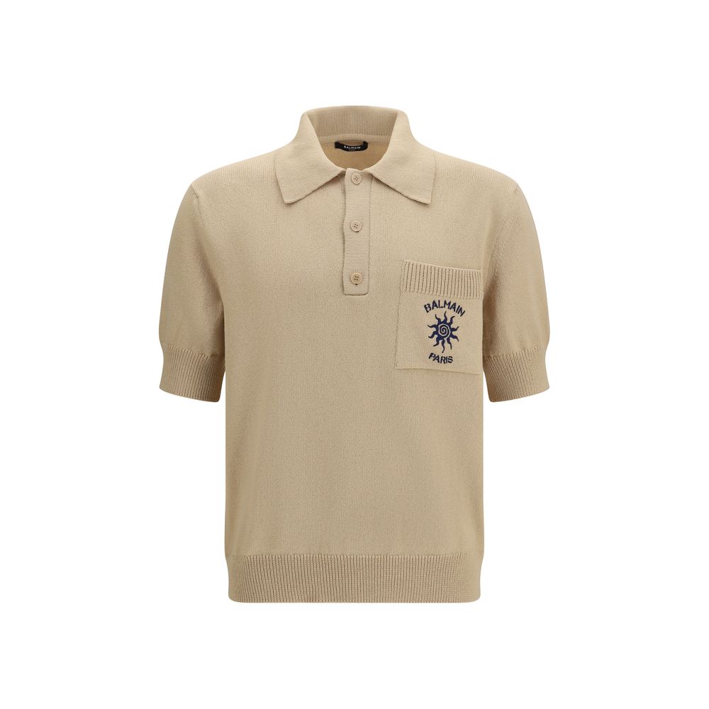 Balmain Beige Cotton Polo Shirt Balmain