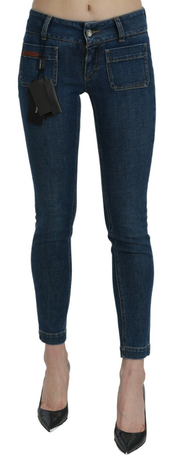 Dolce & Gabbana Blue Slim Fit Cropped Mid Waist Denim Jeans Dolce & Gabbana