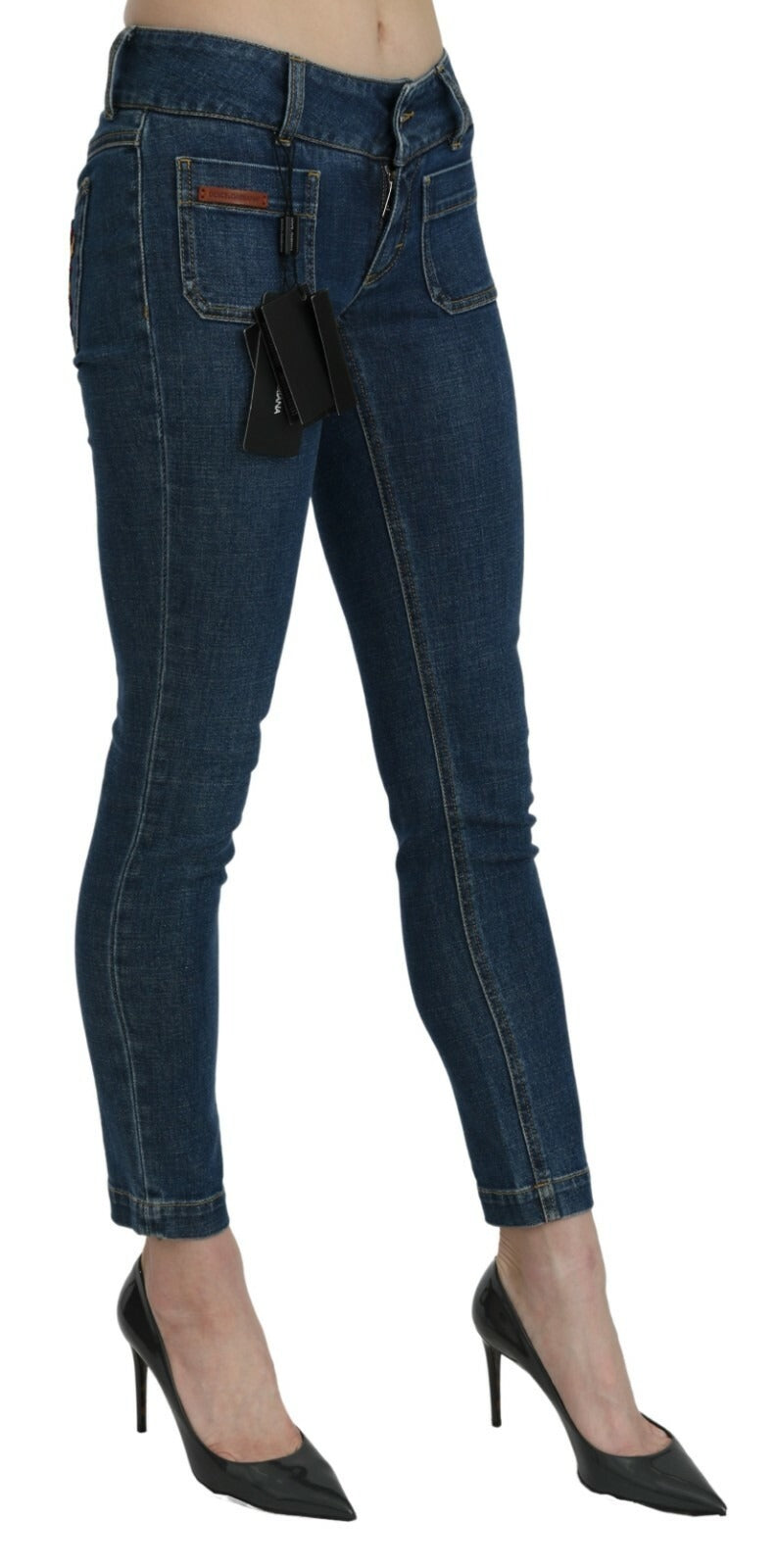 Dolce & Gabbana Blue Slim Fit Cropped Mid Waist Denim Jeans Dolce & Gabbana