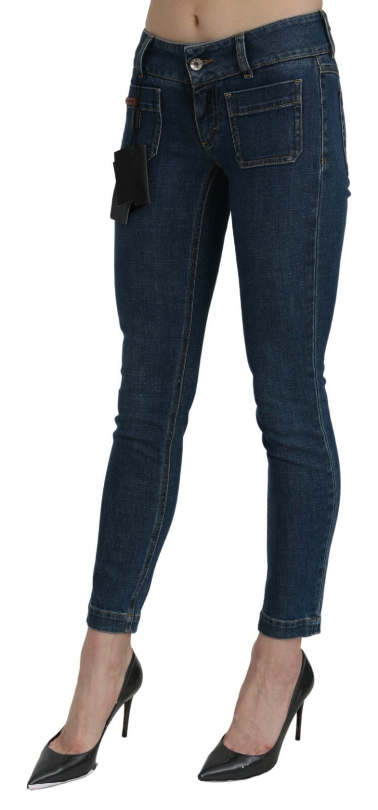 Dolce & Gabbana Blue Slim Fit Cropped Mid Waist Denim Jeans Dolce & Gabbana