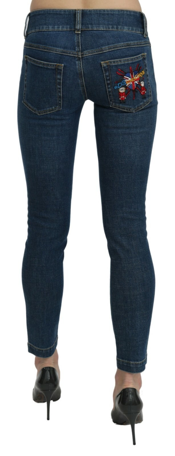 Dolce & Gabbana Blue Slim Fit Cropped Mid Waist Denim Jeans Dolce & Gabbana