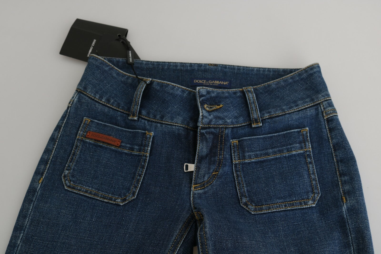 Dolce & Gabbana Blue Slim Fit Cropped Mid Waist Denim Jeans Dolce & Gabbana