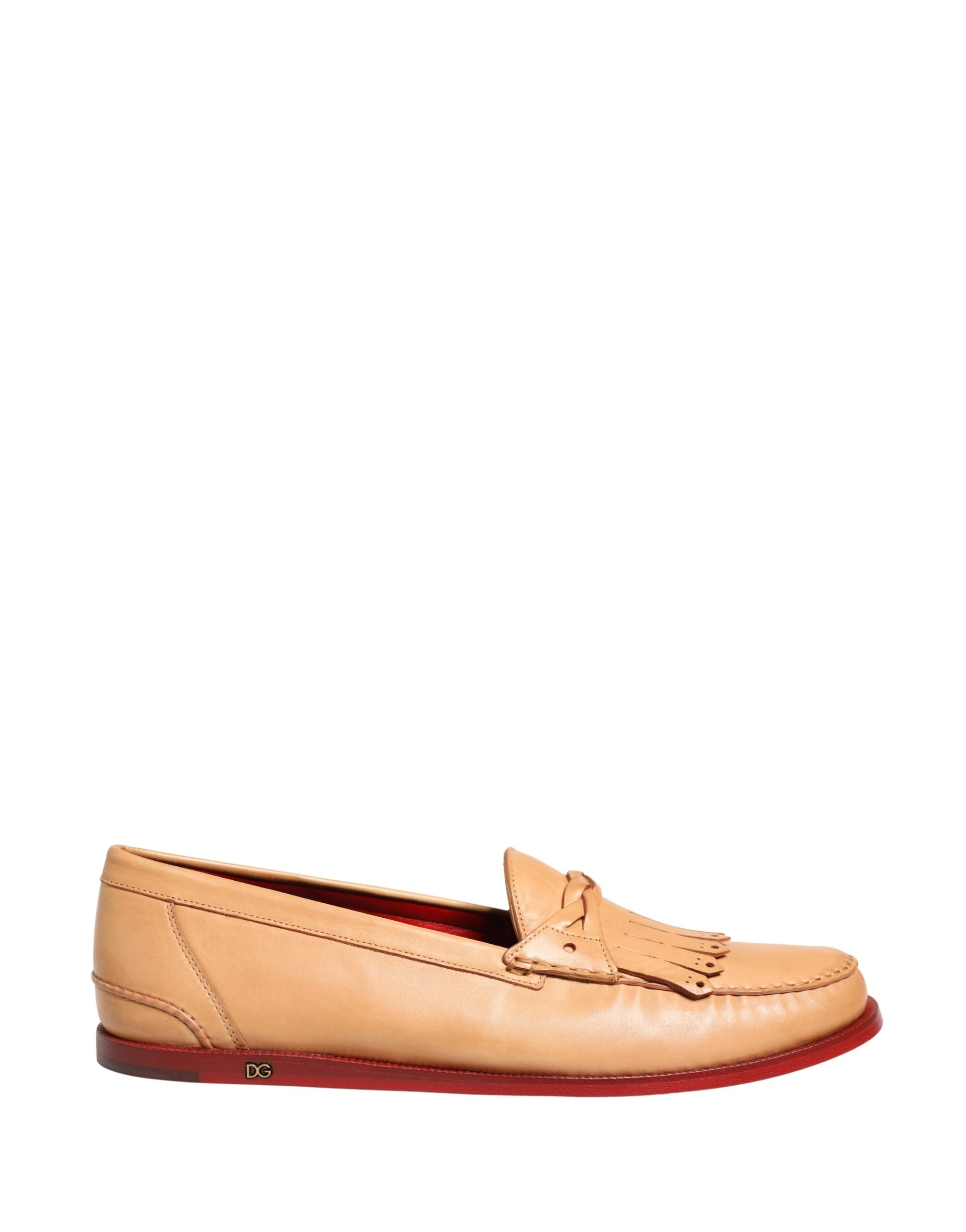 Dolce & Gabbana Beige Tassel Leather Men Slip On Loafers Shoes Dolce & Gabbana