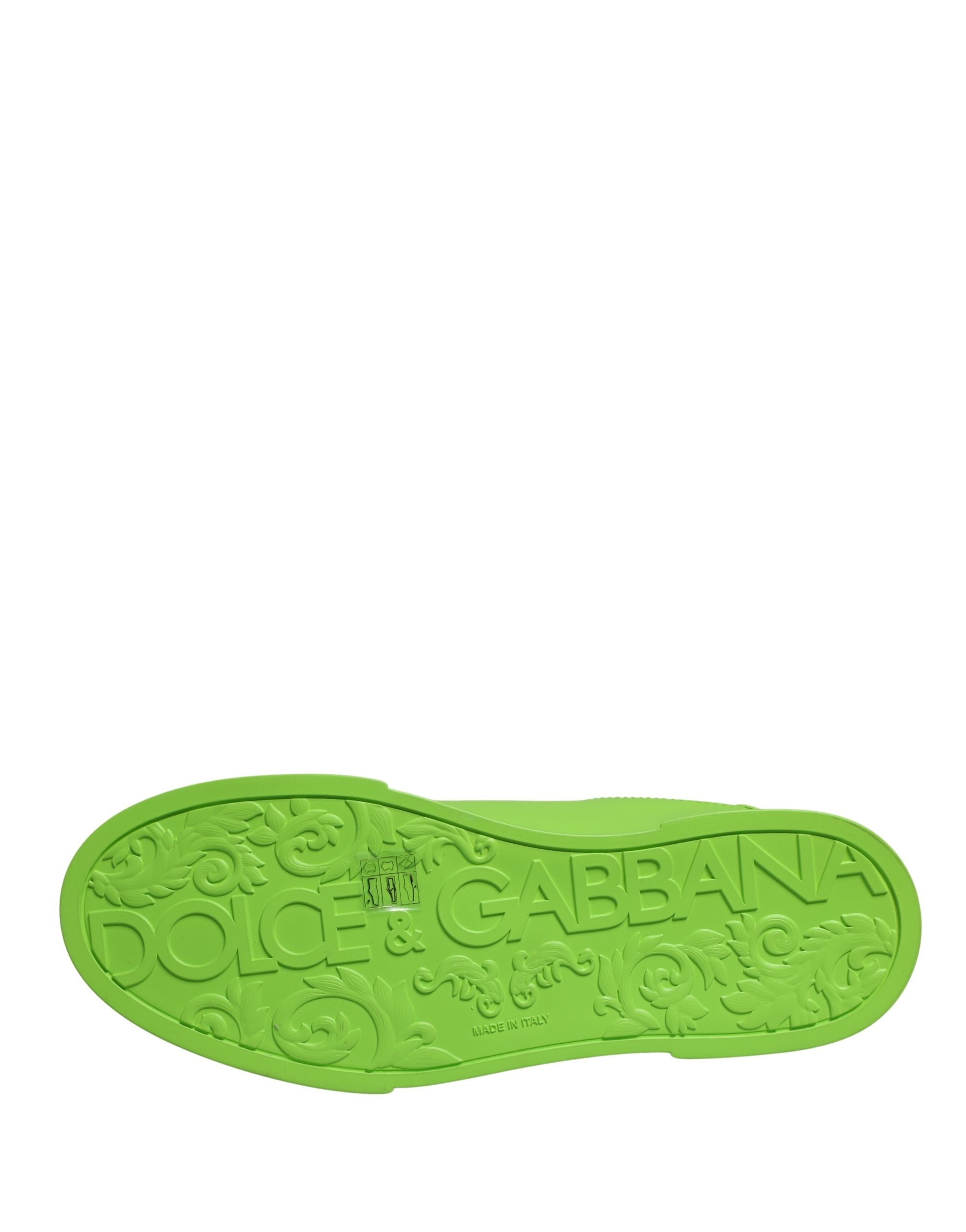 Dolce & Gabbana Green Leather Portofino Low Top Sneakers Shoes Dolce & Gabbana