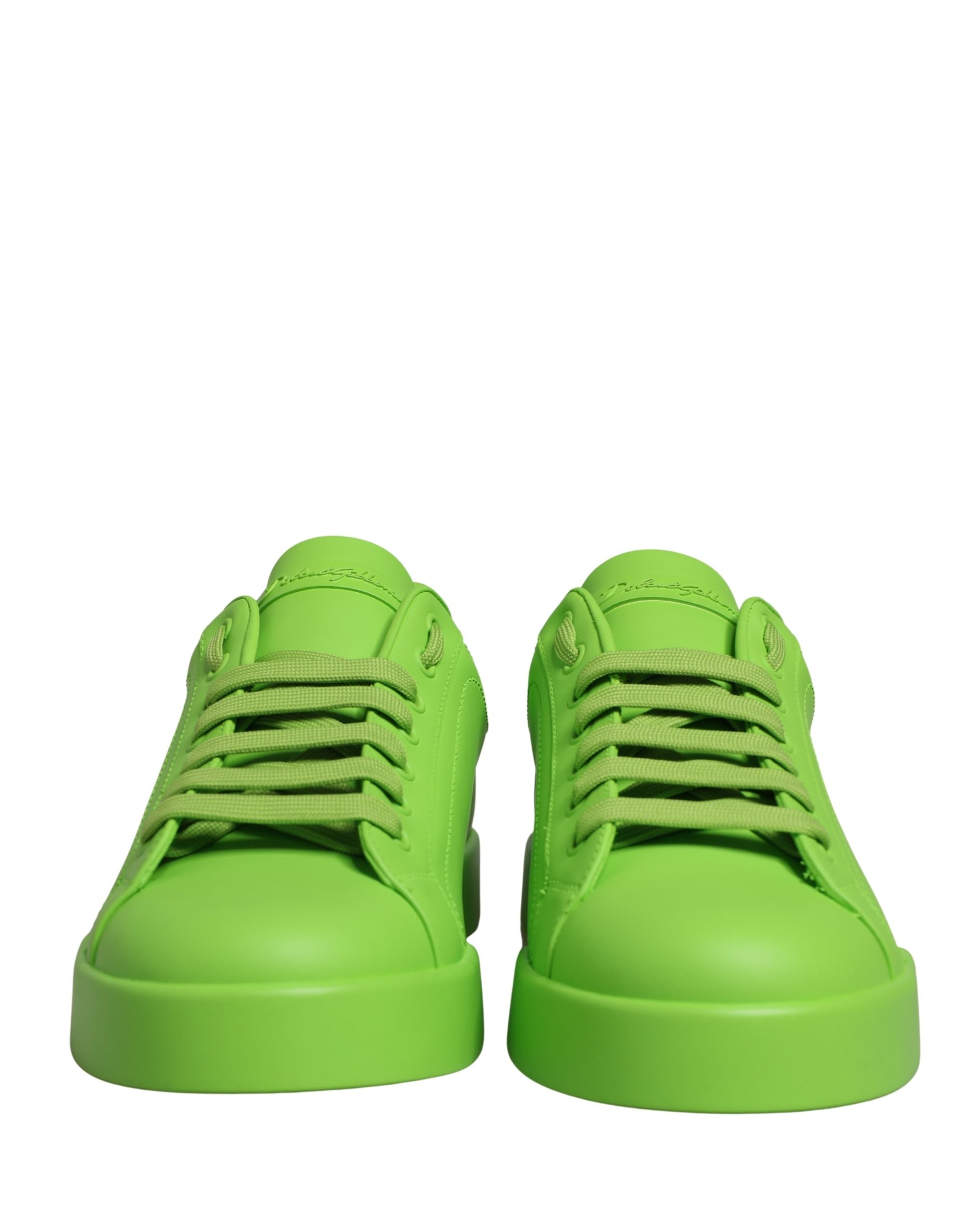 Dolce & Gabbana Green Leather Portofino Low Top Sneakers Shoes Dolce & Gabbana