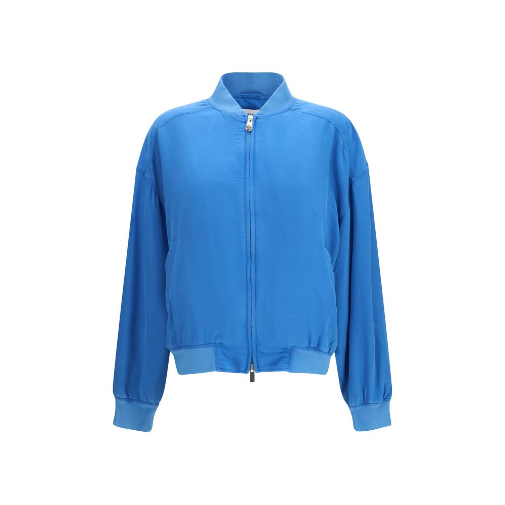 Versace Blue Silk Bomber Versace