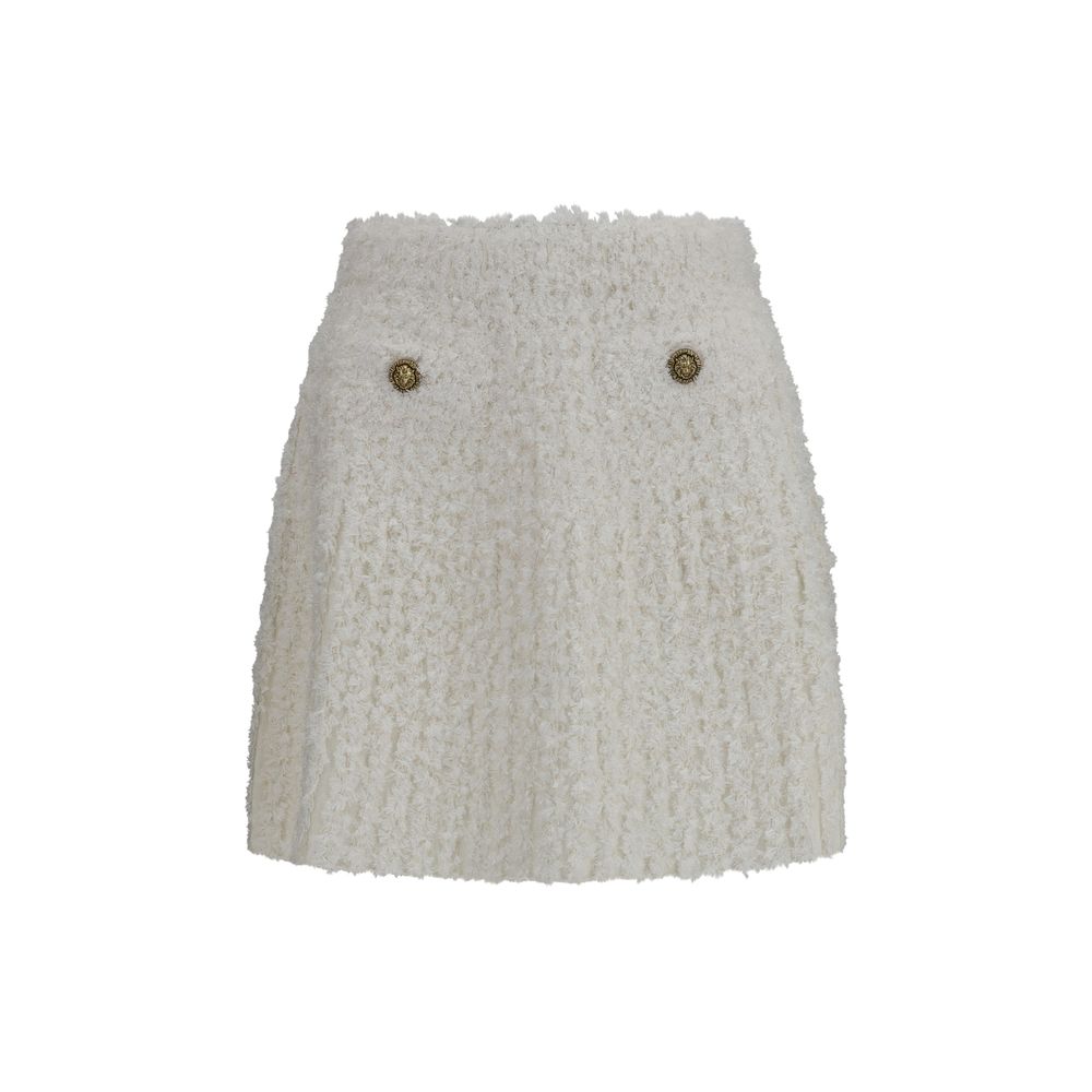 Balmain White Viscose Mini Skirt Balmain