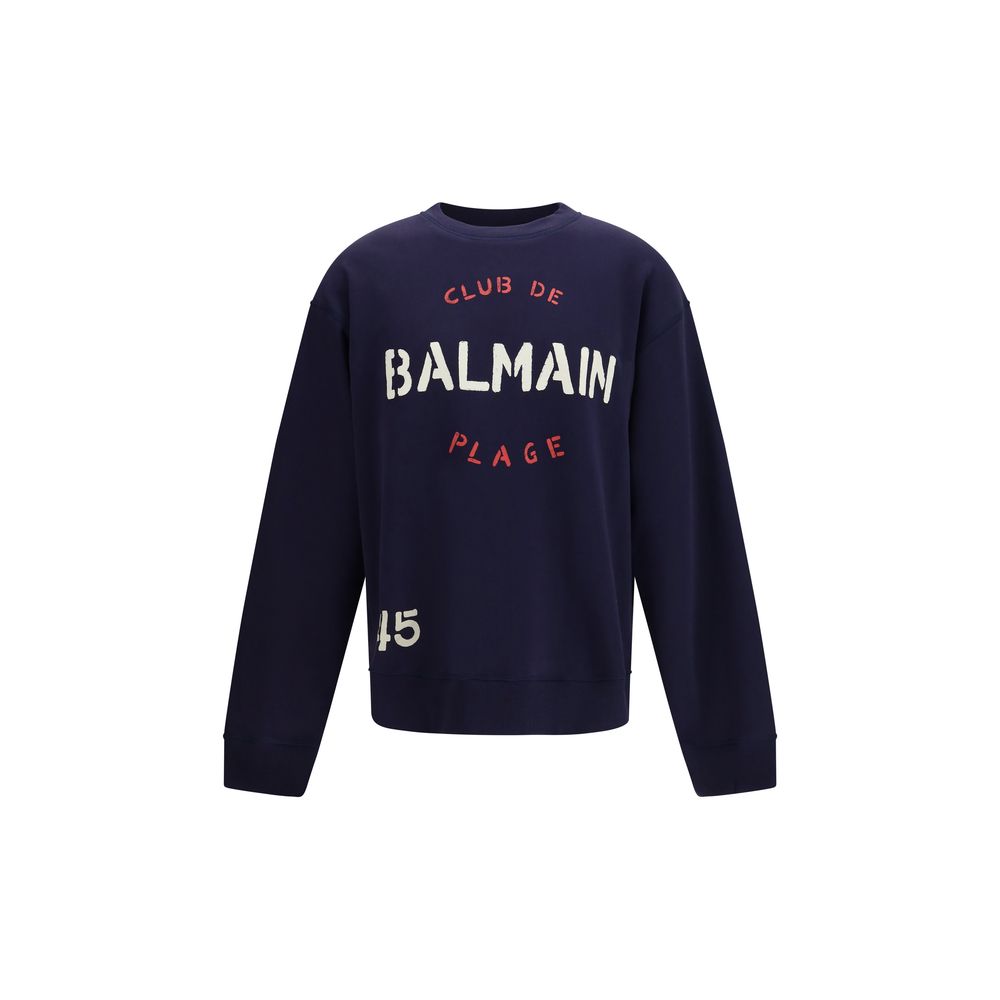 Balmain Blue Cotton Sweatshirt Balmain