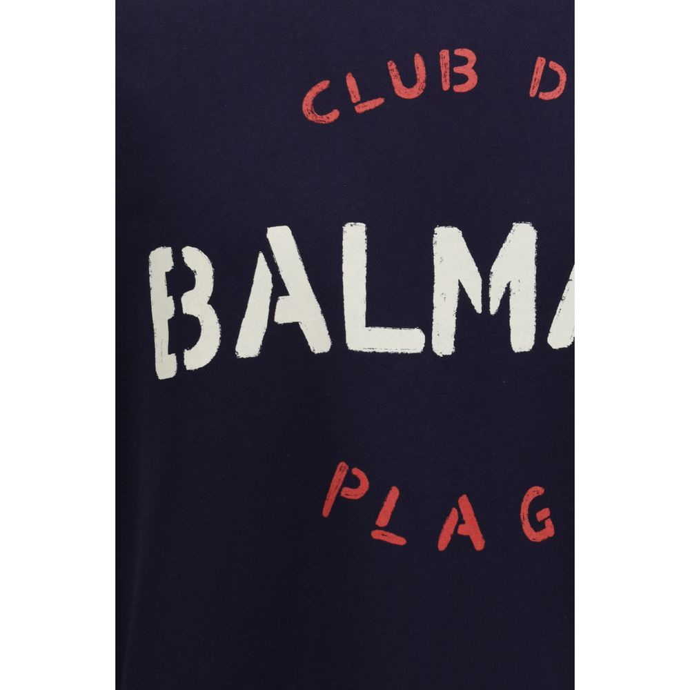 Balmain Blue Cotton Sweatshirt Balmain