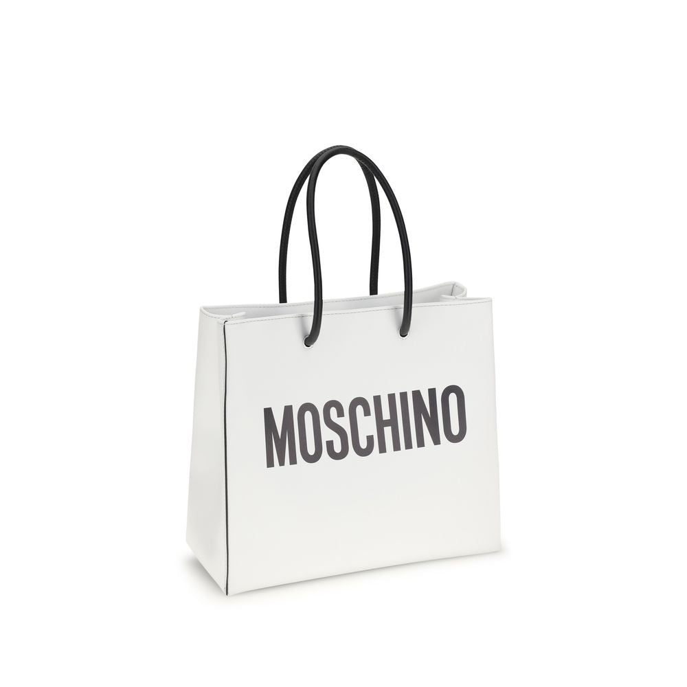 Moschino White Calf Leather Bos Taurus Handbag Moschino