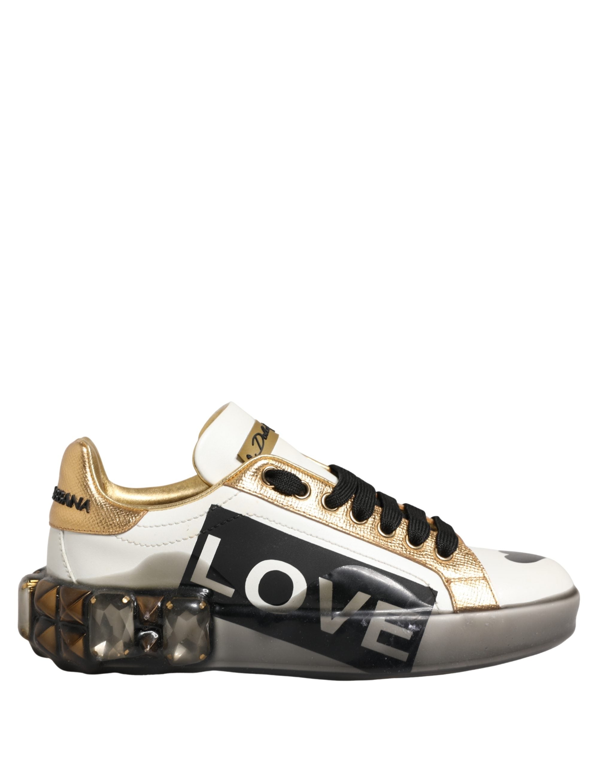 Dolce & Gabbana Multicolor Crystal StuddedLOVE Sneakers Shoes Dolce & Gabbana