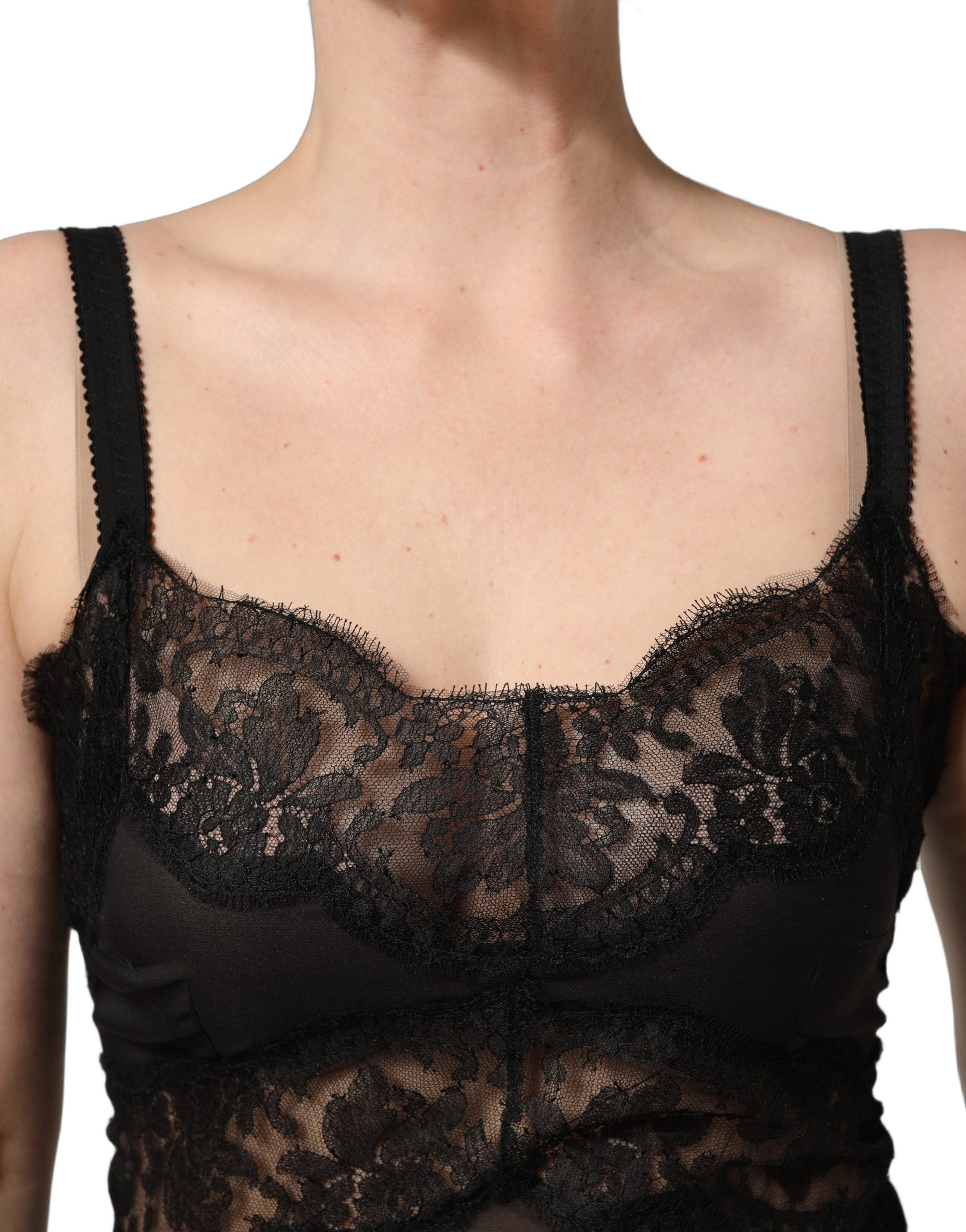 Dolce & Gabbana Black Silk Lace Slip Lingerie Chemise Sleepwear Dolce & Gabbana