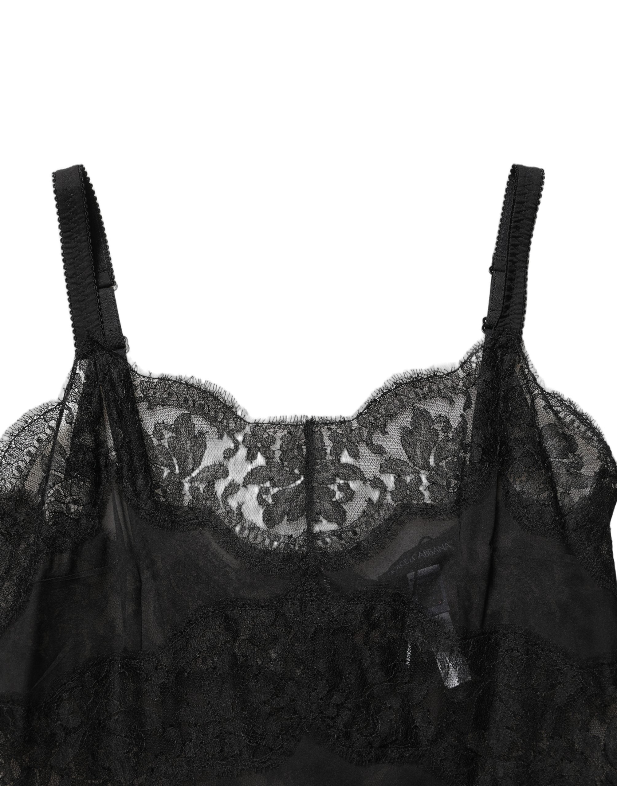 Dolce & Gabbana Black Silk Lace Slip Lingerie Chemise Sleepwear Dolce & Gabbana
