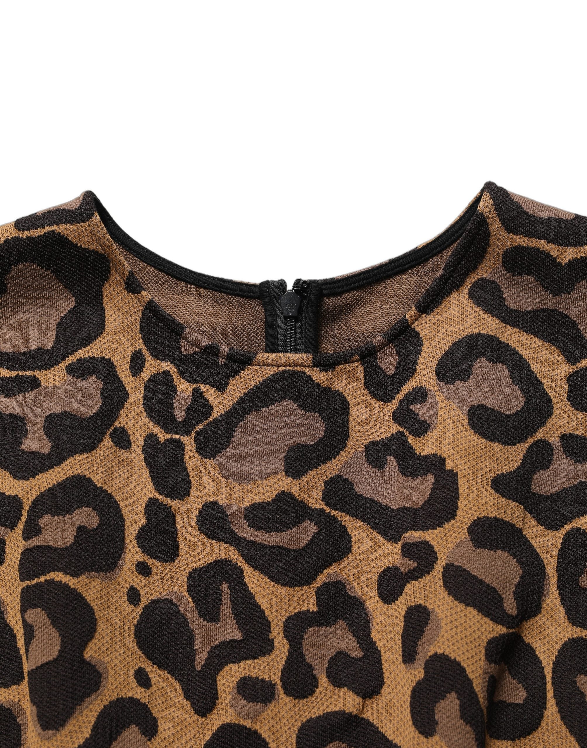 Dolce & Gabbana Brown Leopard Jacquard Knee Length Dress Dolce & Gabbana